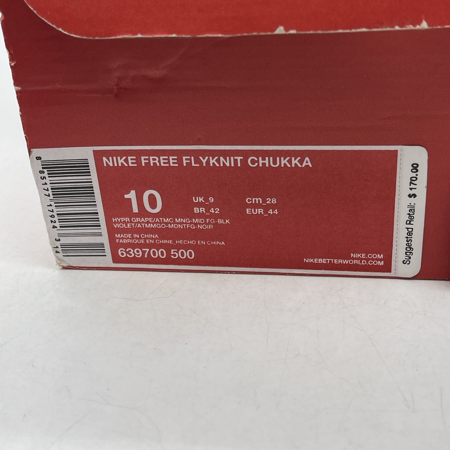 Size 10 - Nike Free Flyknit Chukka Hyper Grape (639700-500)