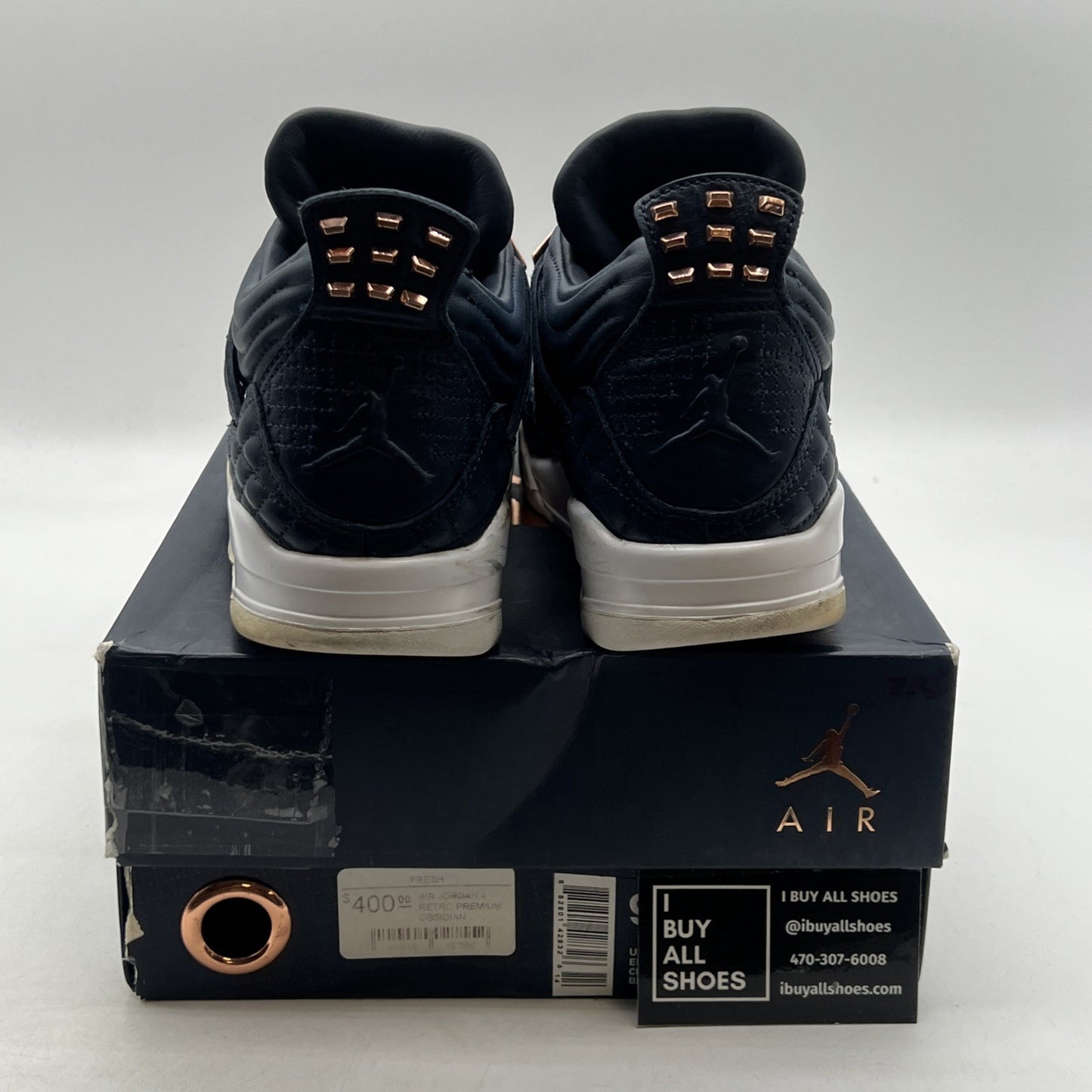 Size 9.5 - Air Jordan 4 Retro Premium Obsidian (819139-402)