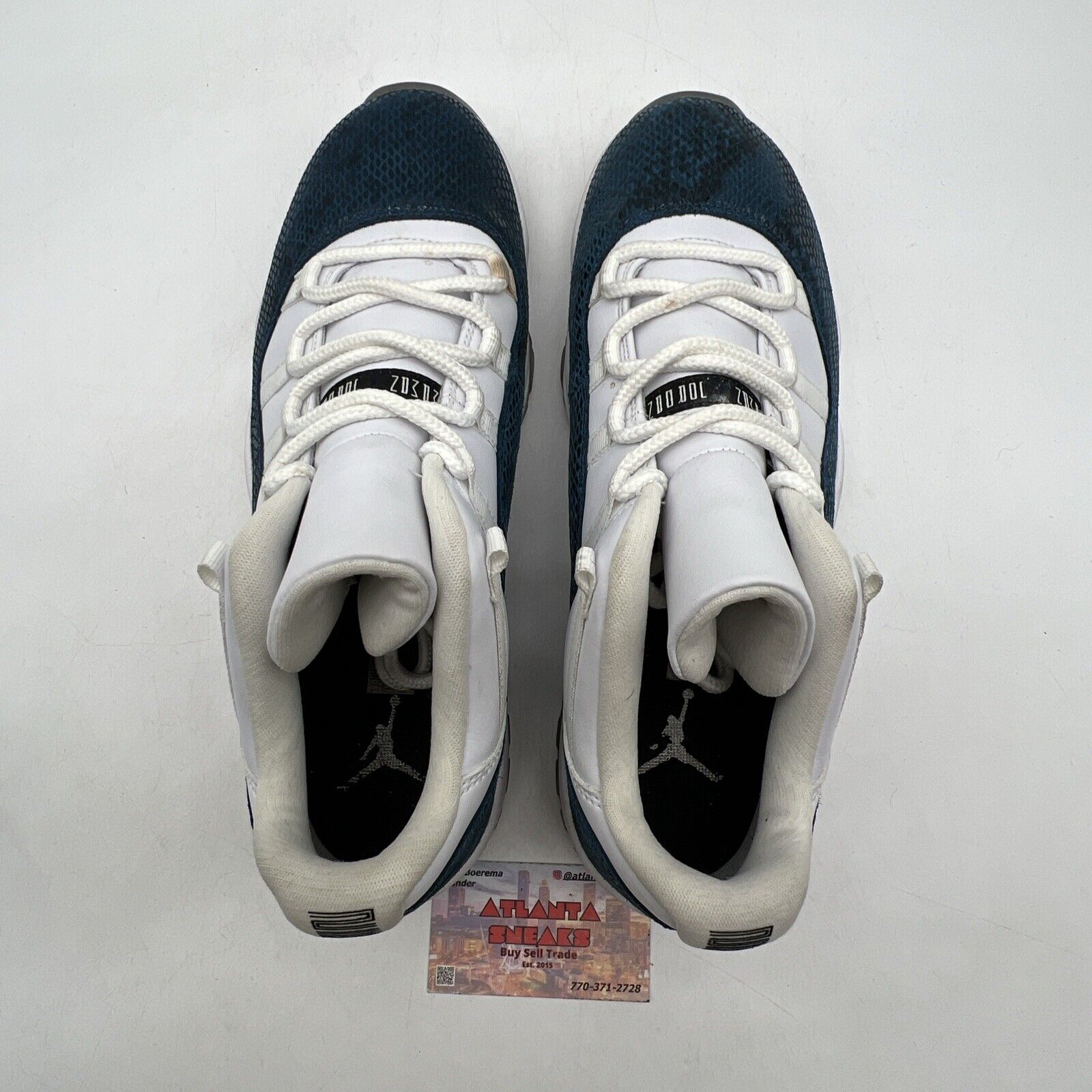 Size 12 - Jordan 11 Retro Low Snakeskin 2019 White Blue Leather (CD6846-102)