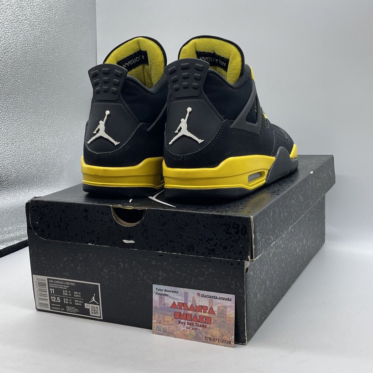 Size 11 - Jordan 4 Retro Low Thunder Black Suede Yellow Leather (DH6927-017)