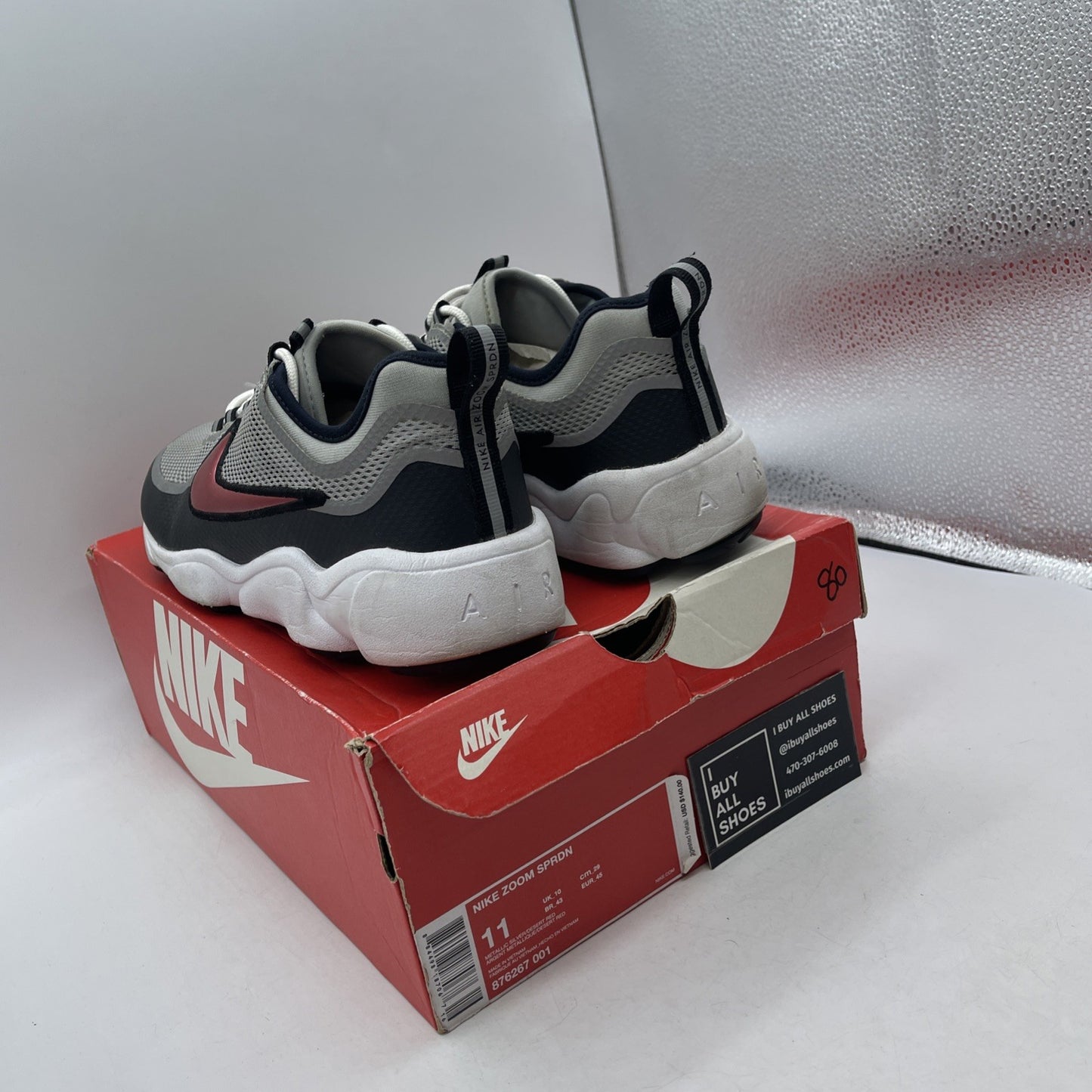 Size 11 - Nike Air Zoom Spiridon Ultra Silver Red (876267-001)