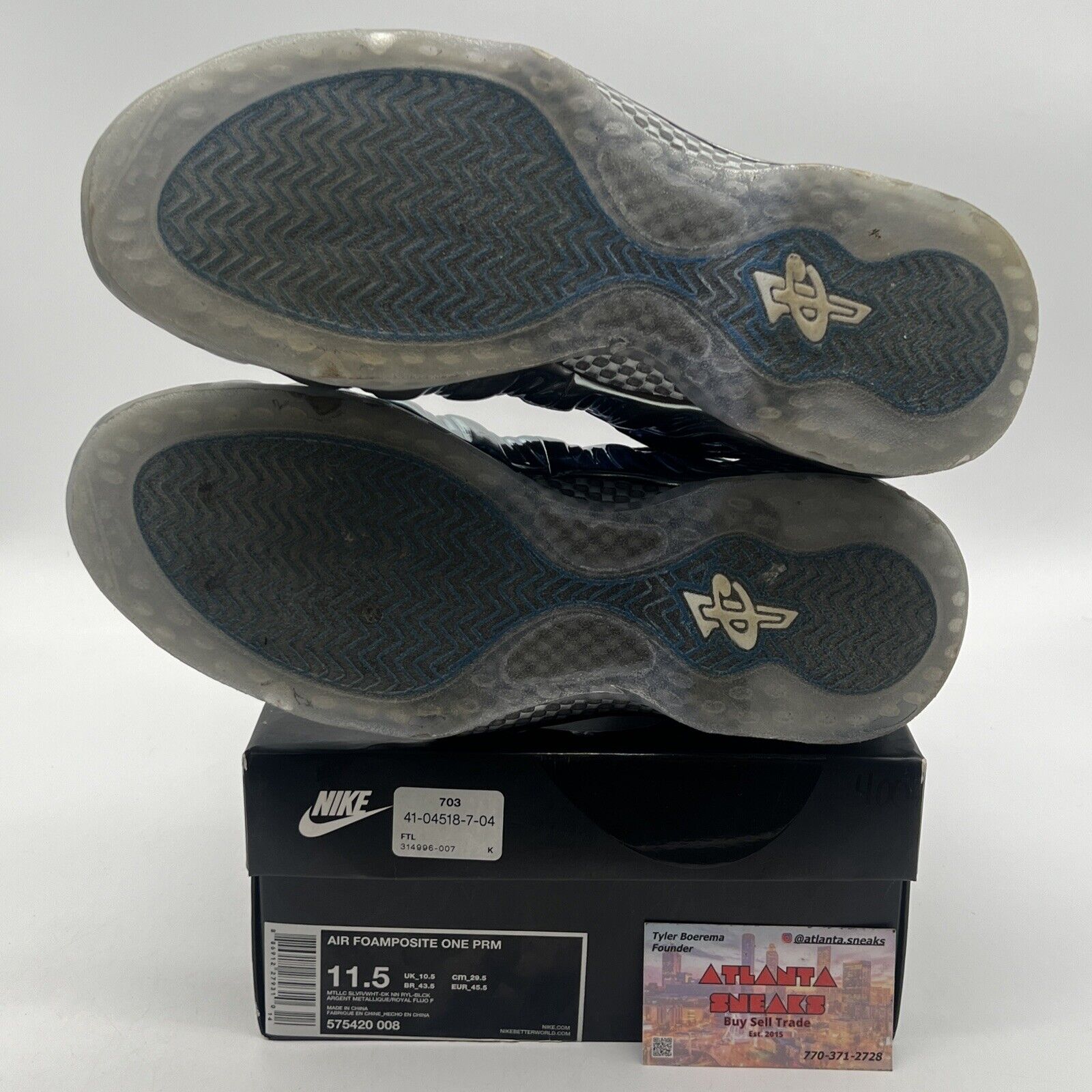 Size 11.5 - Nike Air Foamposite One PRM Blue Mirror (575420-008)