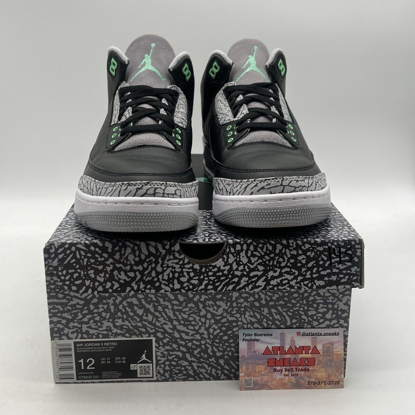 Size 12 - Air Jordan 3 Retro Green Glow Black White Mint Leather (CT8532-031)