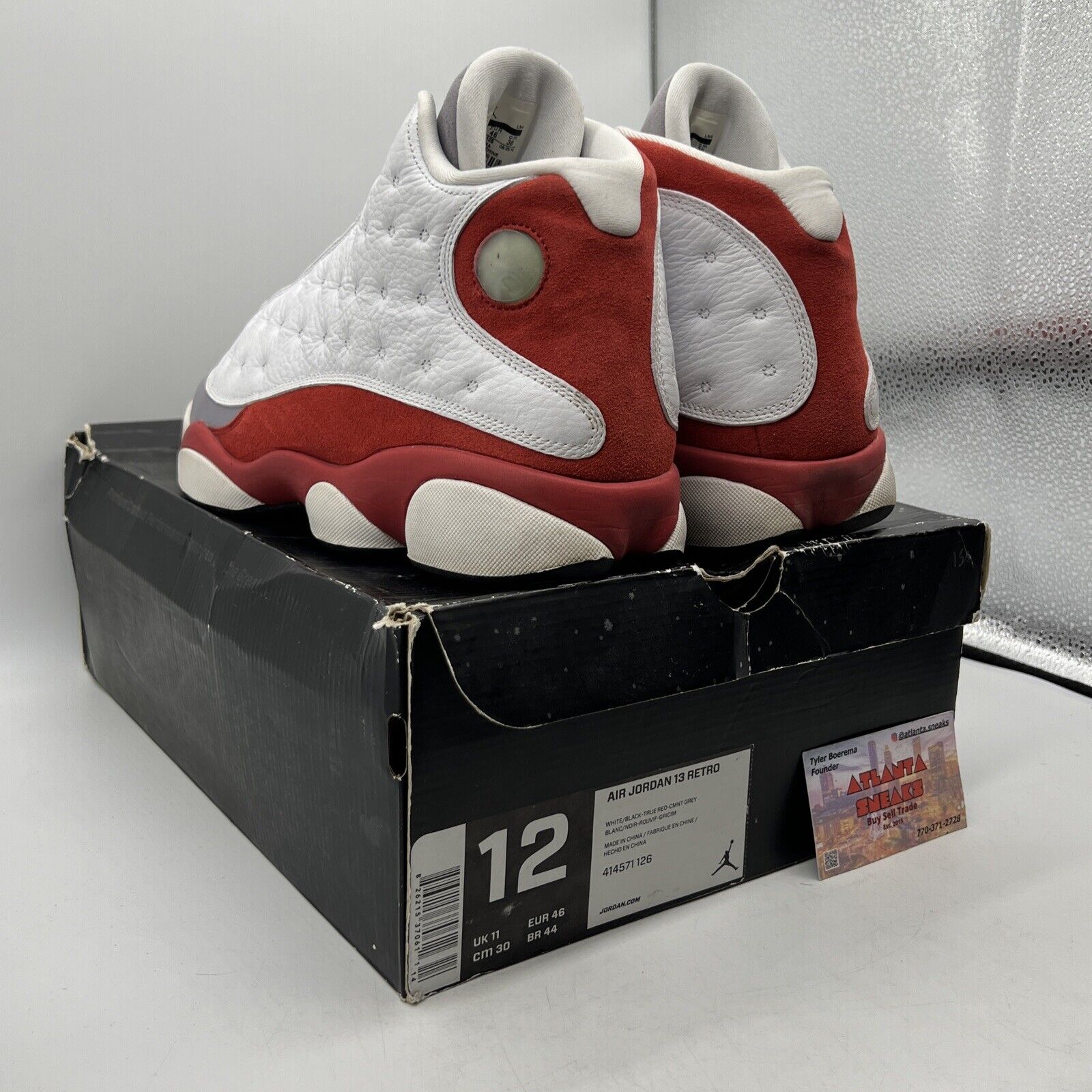 Size 12 - Air Jordan 13 Retro 2014 Grey Toe White Grey Red Leather Suede