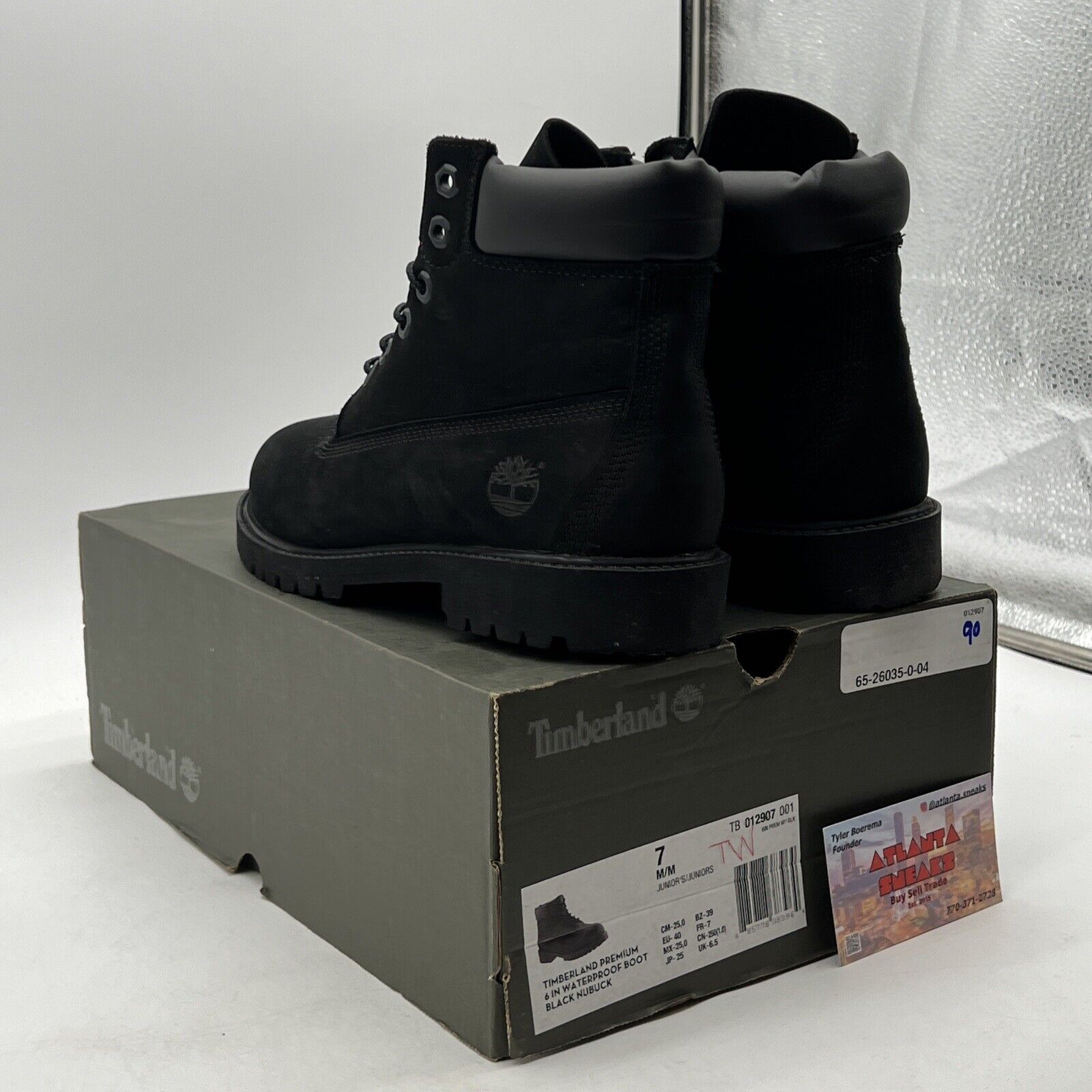 Size 7 - Timberland Premium TB012907001 Boots Big Kids Black Leather 6-Inch