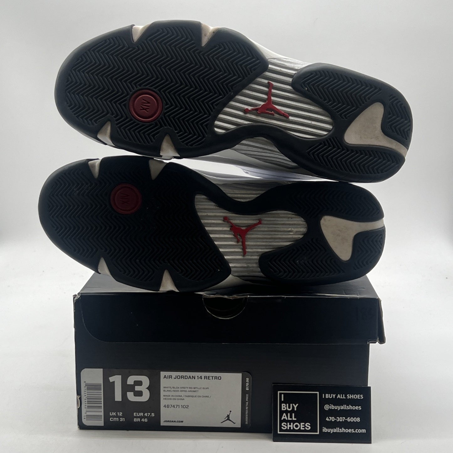 Size 13 - Air Jordan 14 Retro 2014 Black Toe (487471-102)