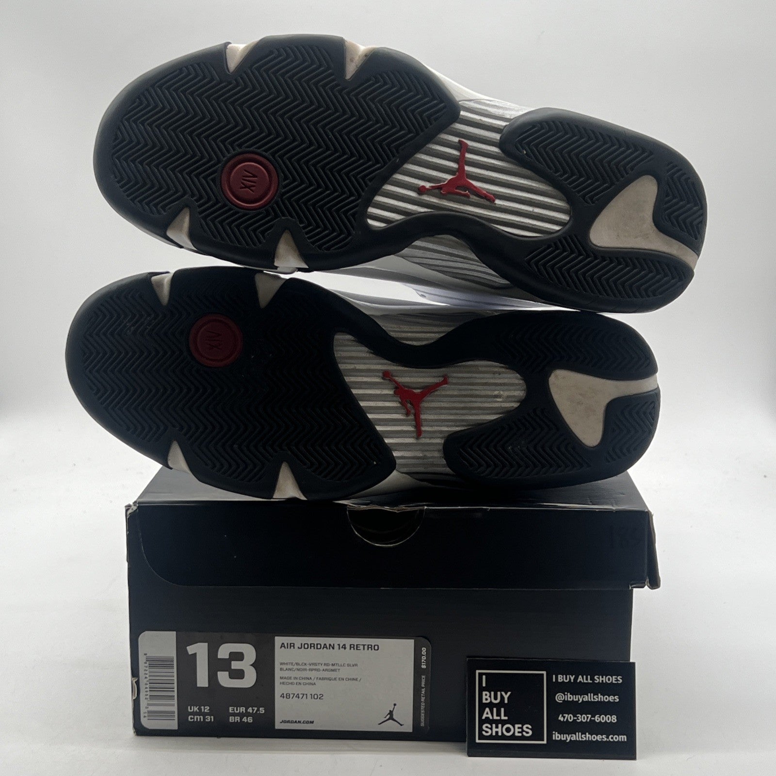 Size 13 - Air Jordan 14 Retro 2014 Black Toe (487471-102)