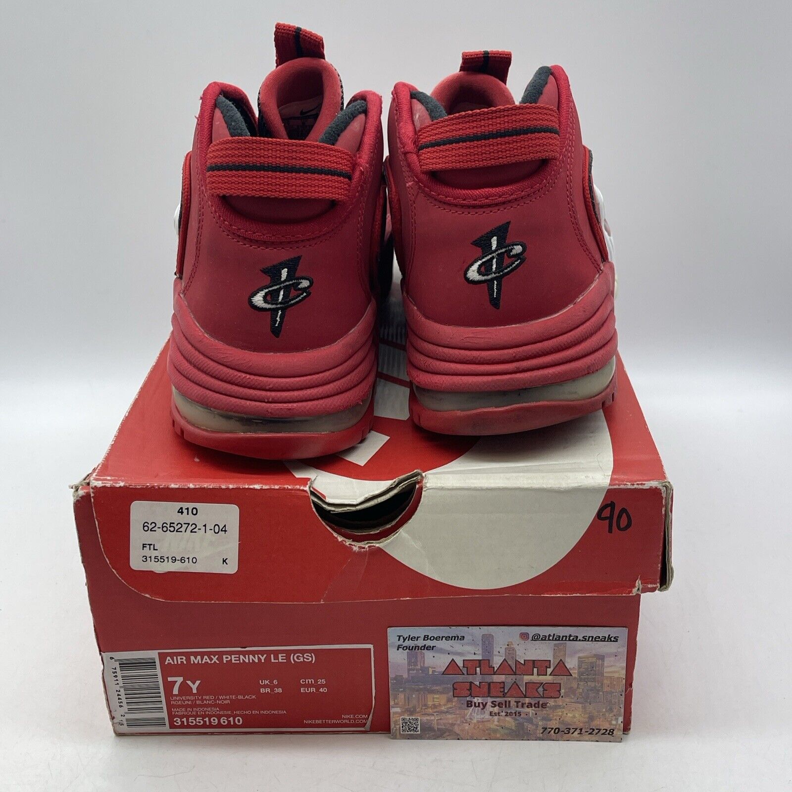 Size 7Y (GS) - Nike Air Max Penny 1 LE Mid University Red Suede (315519-610)