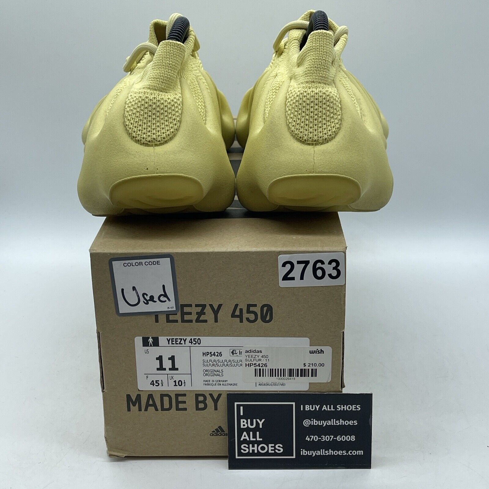 Size 11 - adidas Yeezy 450 Sulfur Yellow Suede (HP5426(