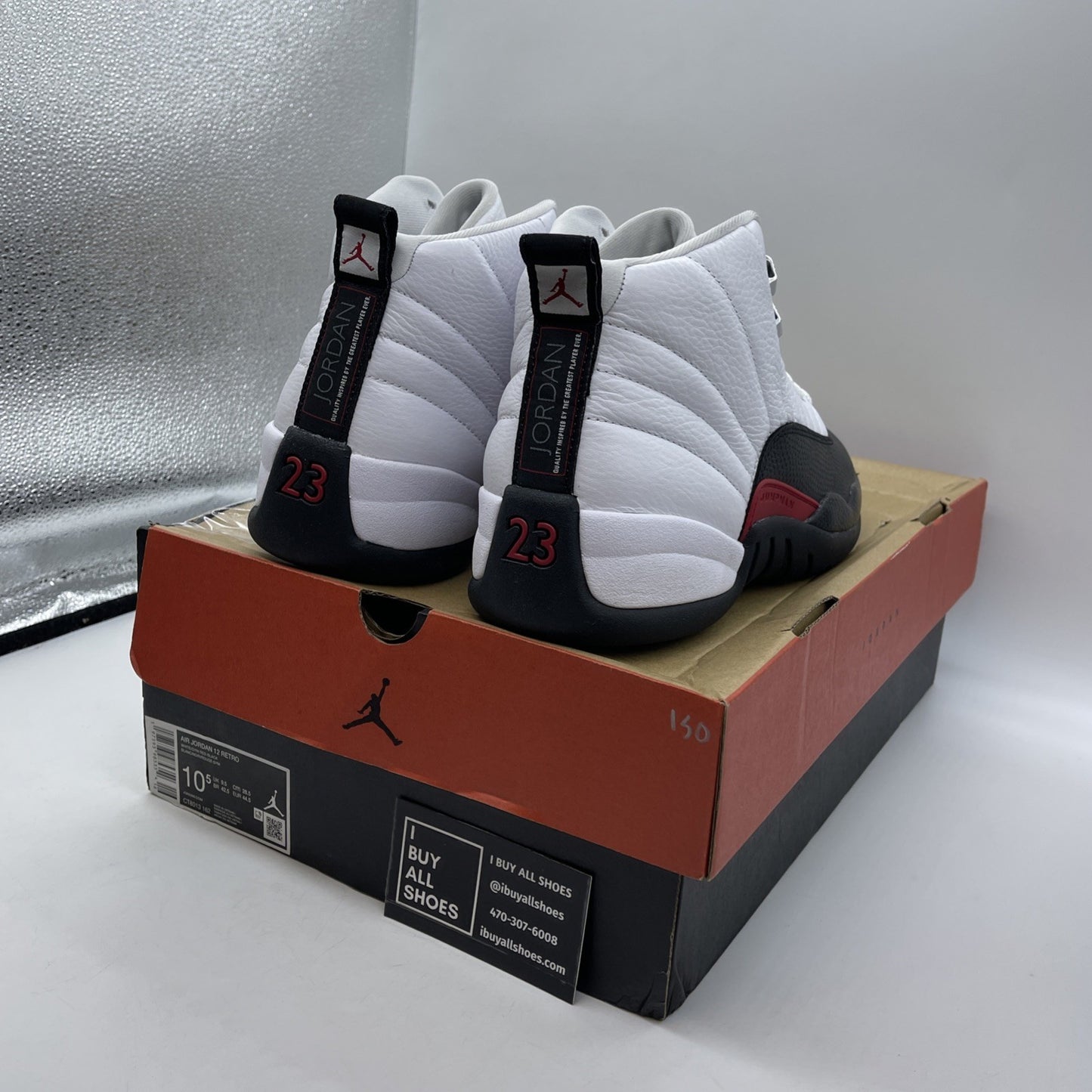 Size 10.5 - Air Jordan 12 Retro Taxi Flip White Black Leather (CT8013-162)