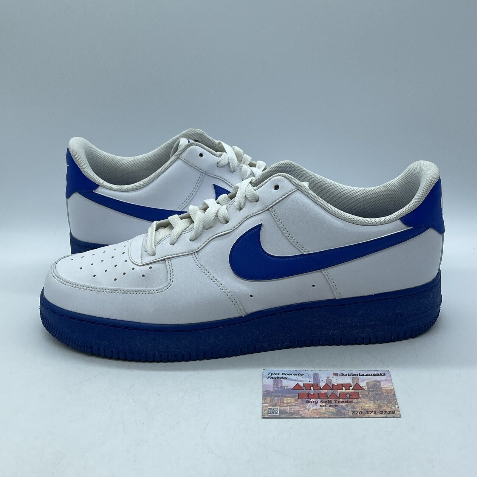 Size 12 - Nike Air Force 1 '07 Low White Royal Blue Leather (CK7663-103)