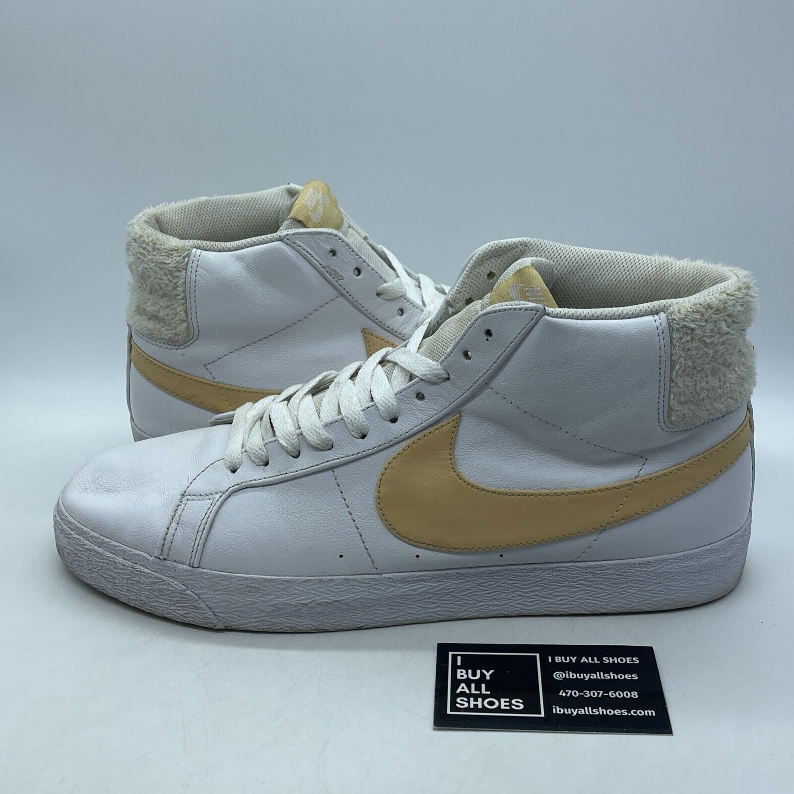 Size 13 - Nike Blazer SB Mid Core Gold Yellow White Leather (CJ6983-102)