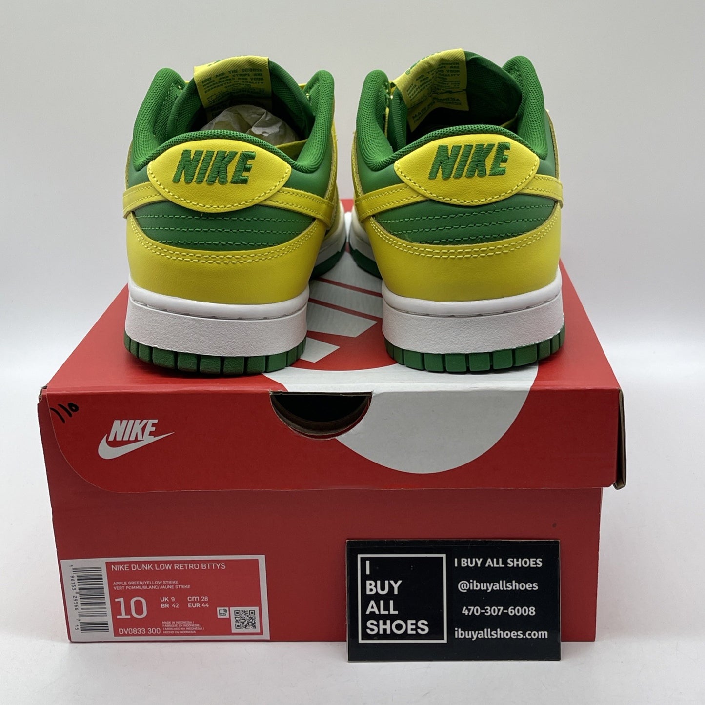 Size 10 - Nike Dunk Low Reverse Brazil Green Yellow (DV0833-300)