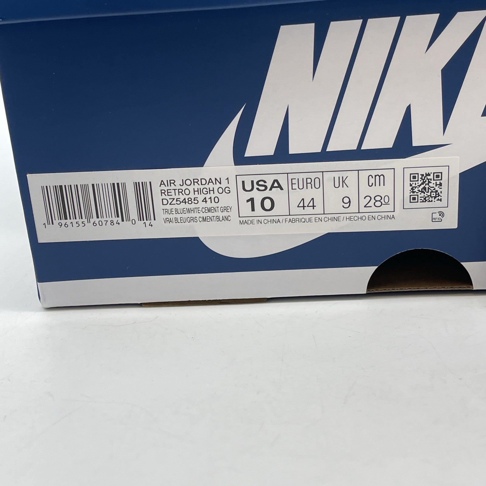 Size 10 - Jordan 1 Retro OG High True Blue White Grey Leather (DZ5486-410)