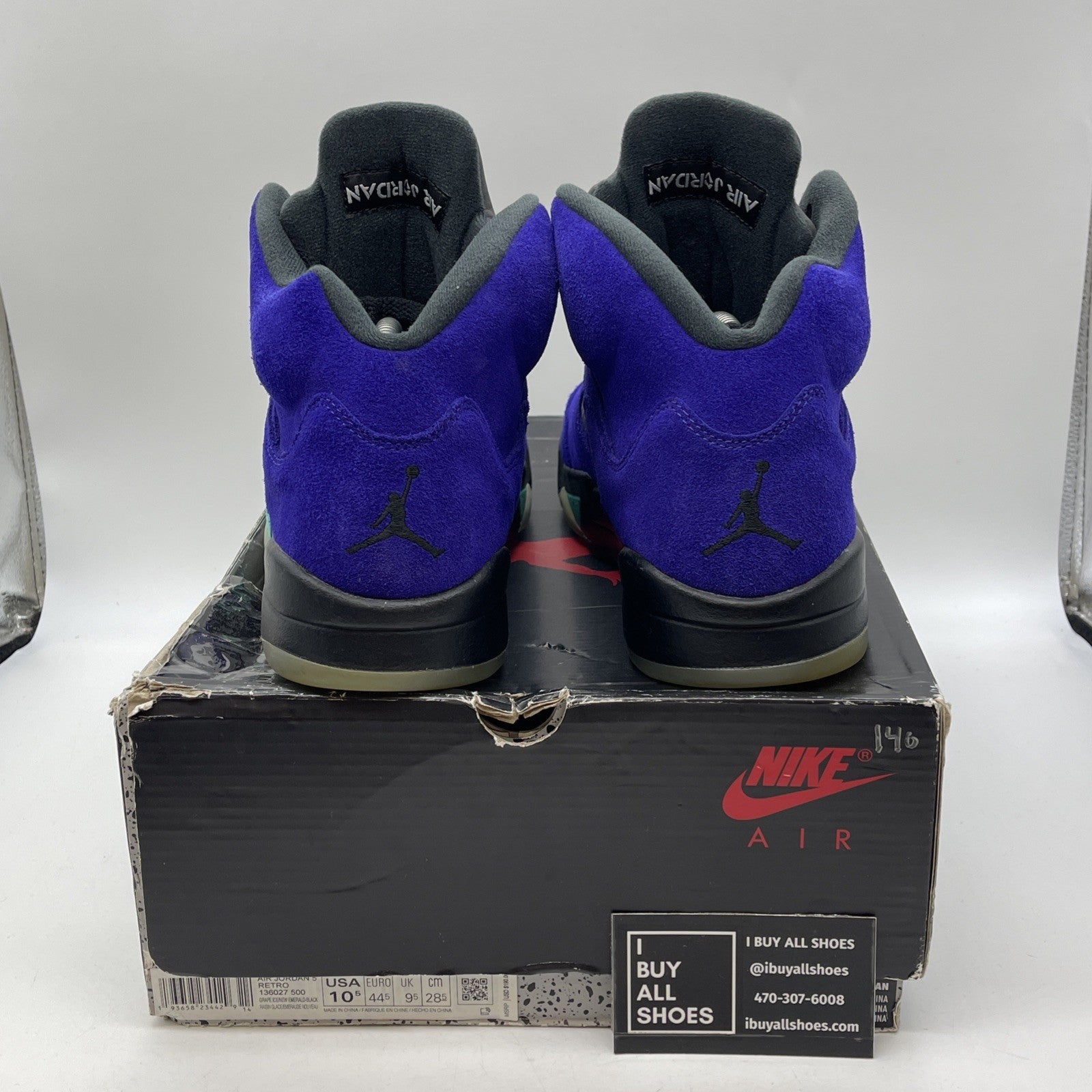 Size 10.5 - Jordan 5 Retro Alternate Grape Black Suede (136027-500)