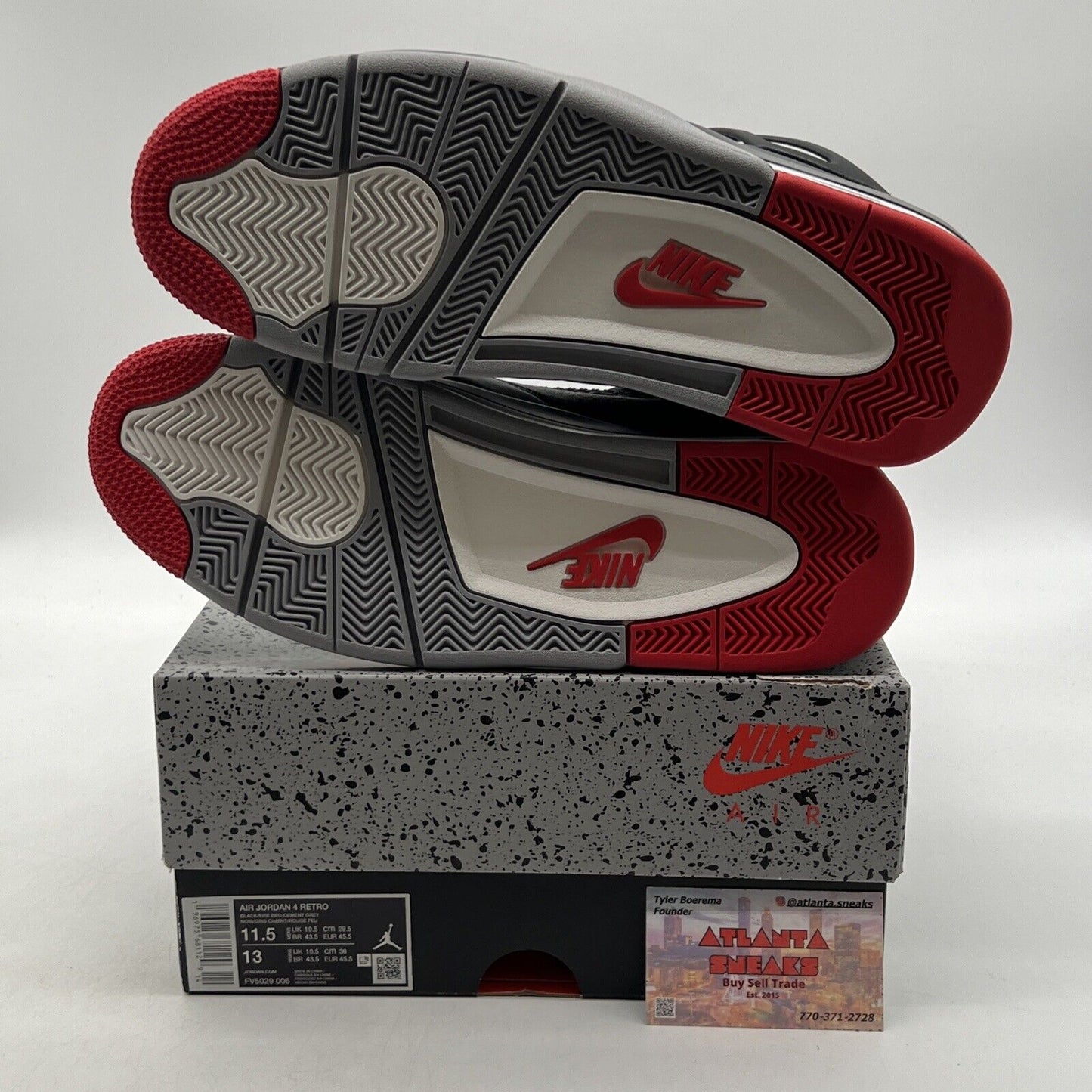 Size 11.5 - Air Jordan 4 Retro Bred Reimagined Red White Leather (FV5029-006)