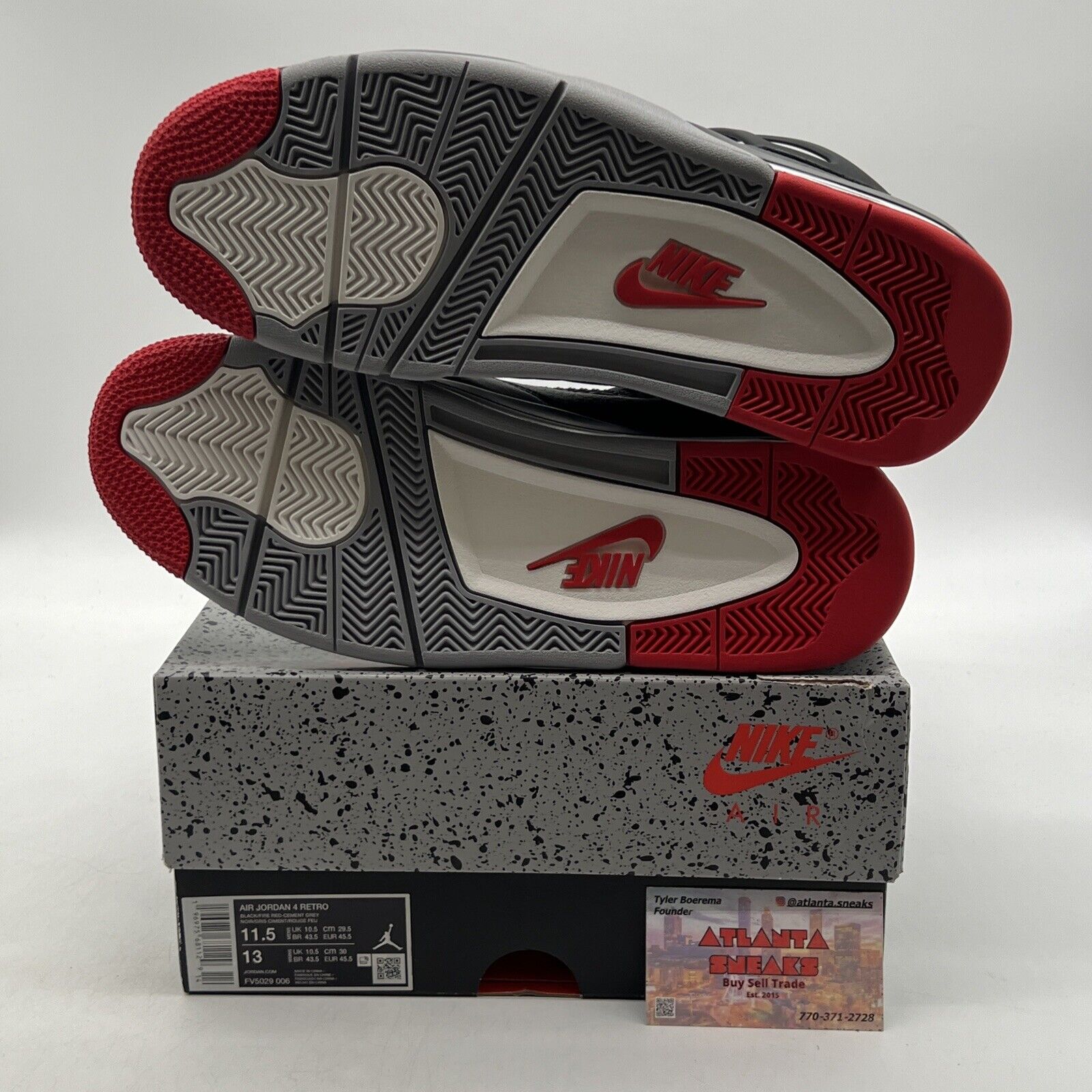 Size 11.5 - Air Jordan 4 Retro Bred Reimagined Red White Leather (FV5029-006)