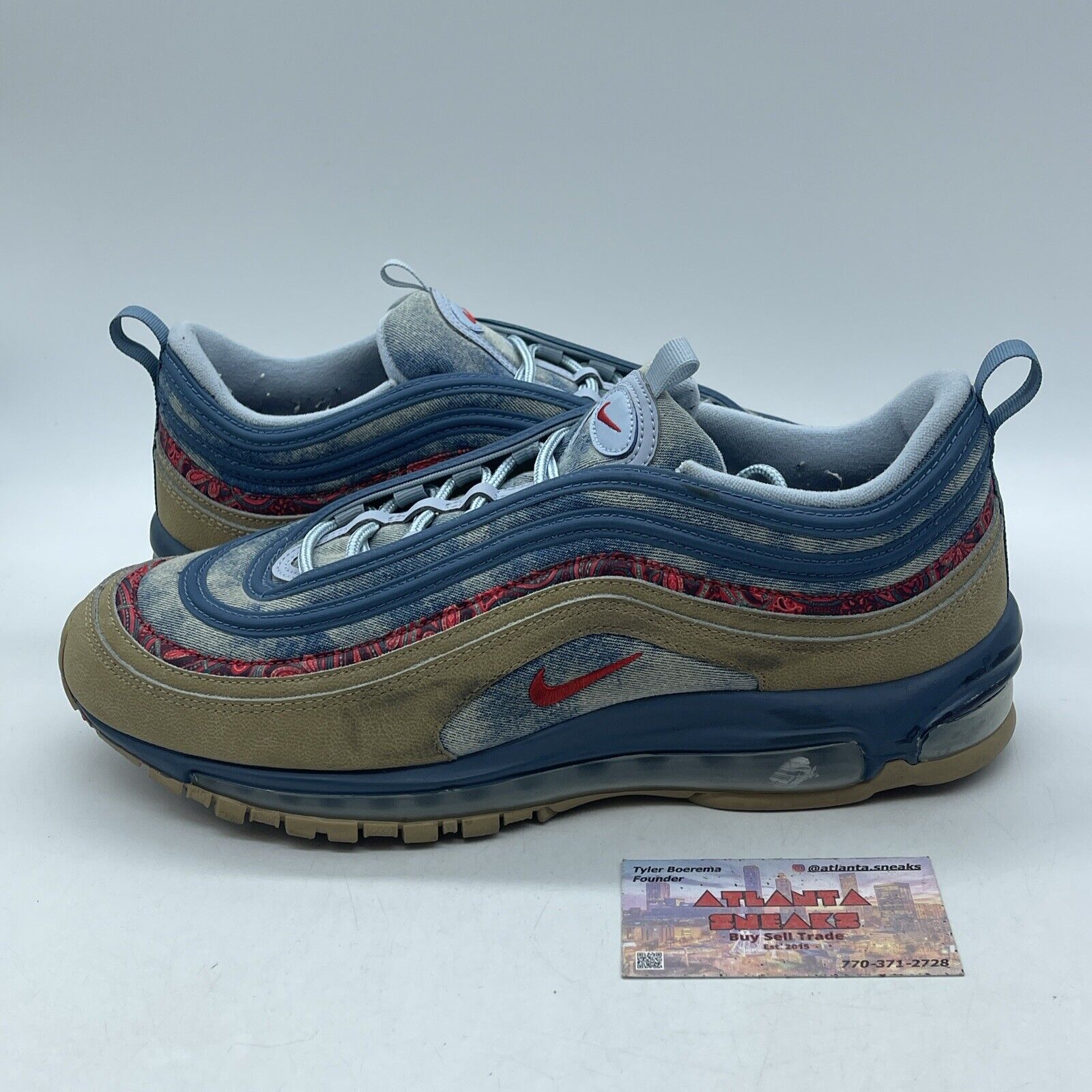 Size 11.5 - Nike Air Max 97 Wild West Brown Red Blue Suede Leather (BV6056-200)