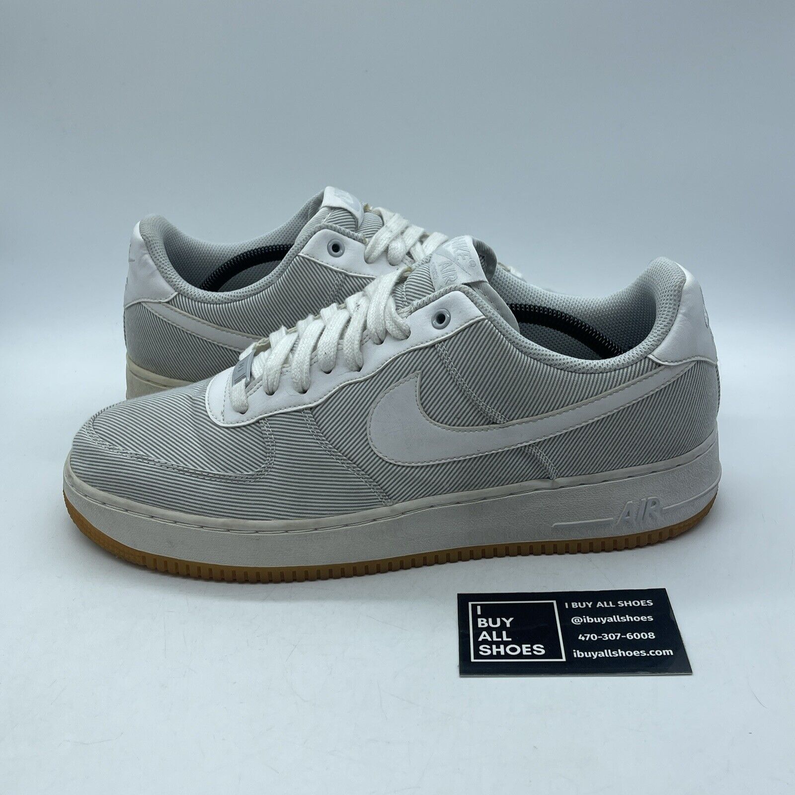 Size 12 - Nike Air Force 1 Low Seersucker Grey Suede Leather (488298-051)