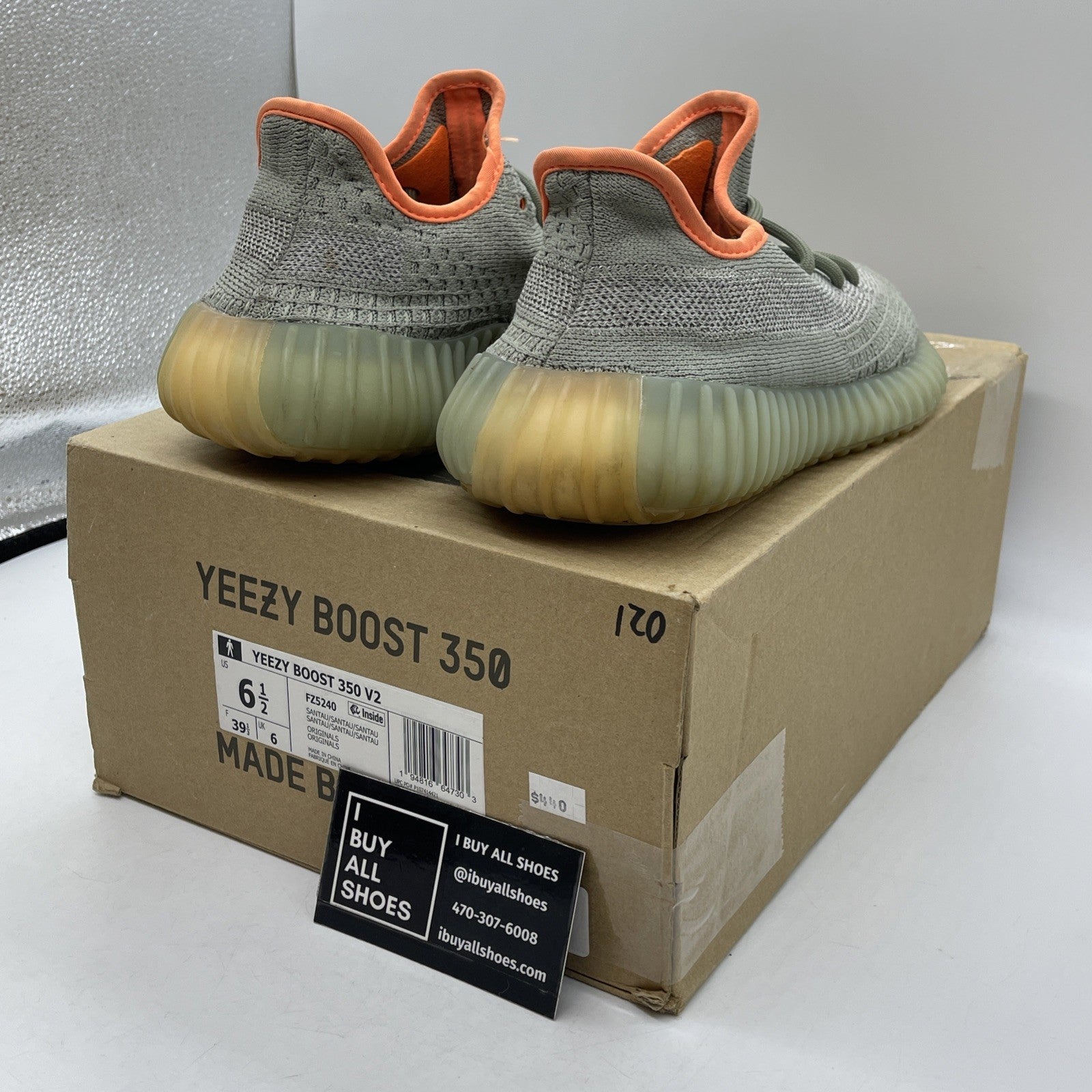 Size 6.5 - Yeezy Boost 350 V2 Sand Taupe Green Orange Suede (FZ5240)