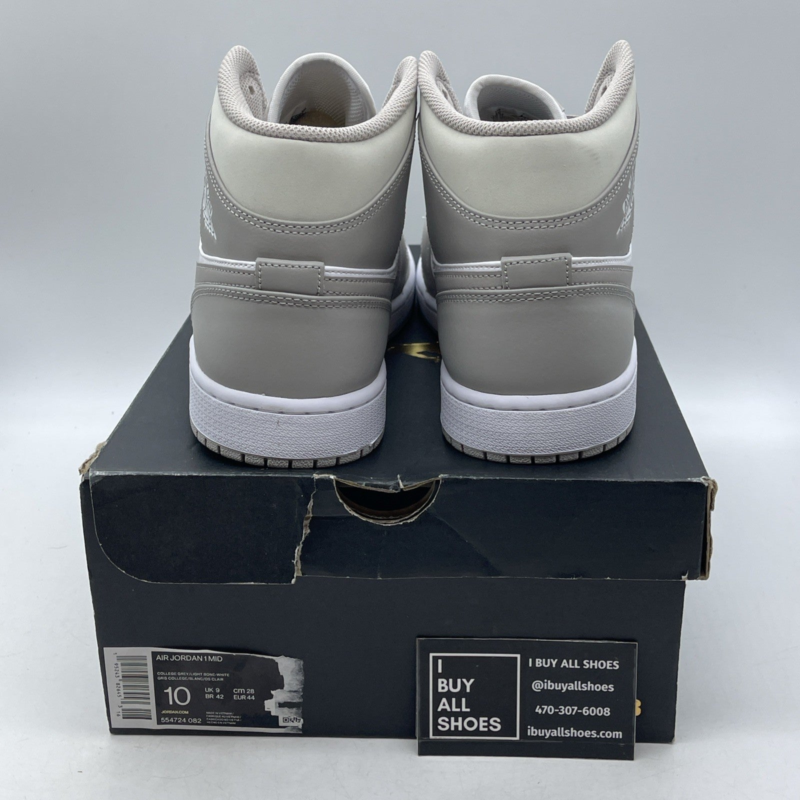 Size 10 - Air Jordan 1 Mid College Grey (554724-082)