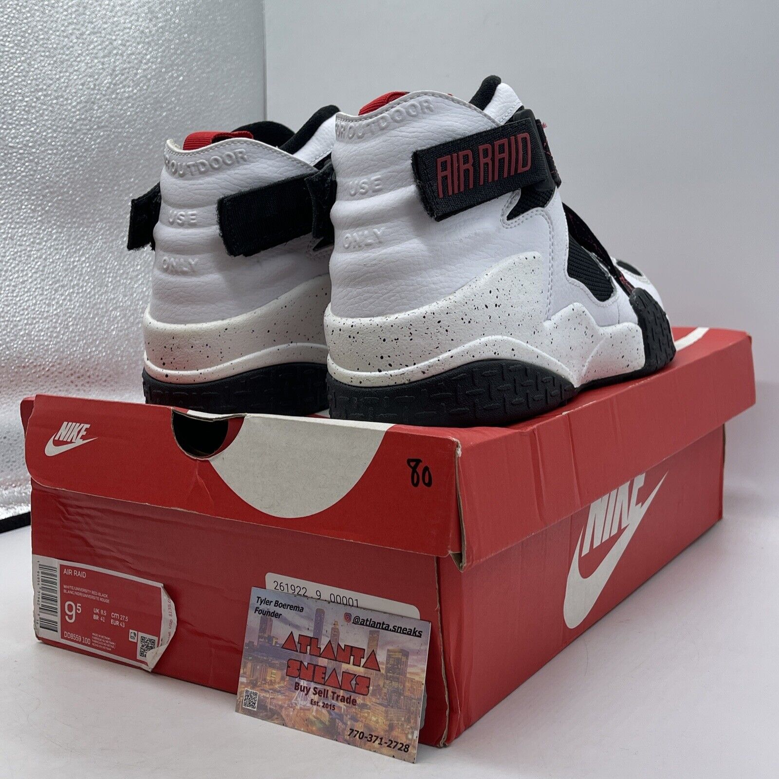 Size 9.5 - Nike Air Raid White Black Red Suede Leather (DD8559-100)