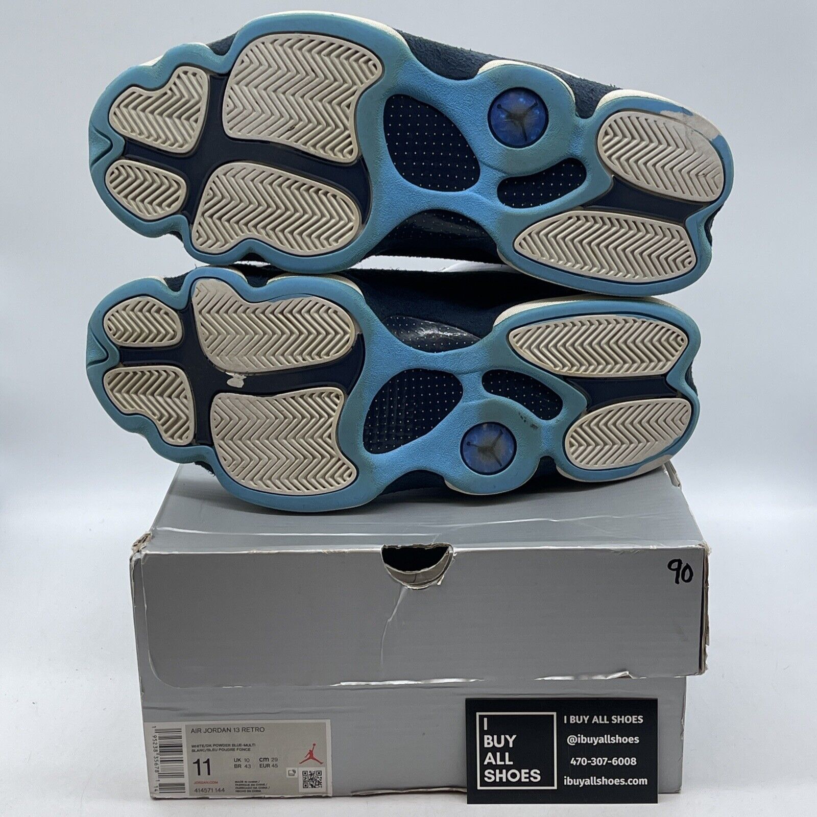 Size 11 - Jordan 13 Retro Obsidian Blue Suede White Leather (414571-144)