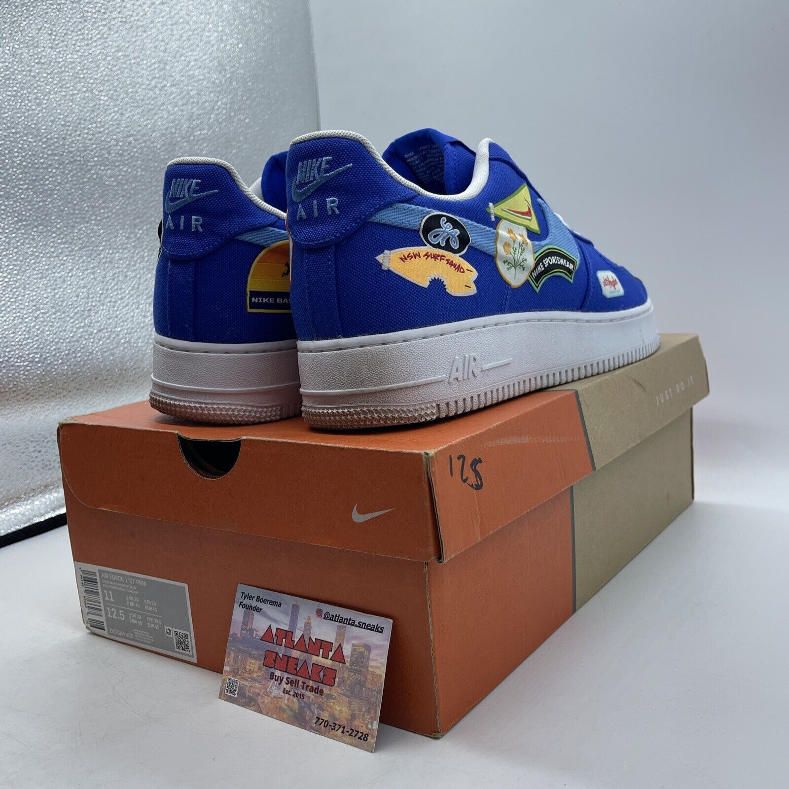 Size 11 - Nike Air Force 1 '07 Patched Up - Los Angeles White Blue (DX2304-400)