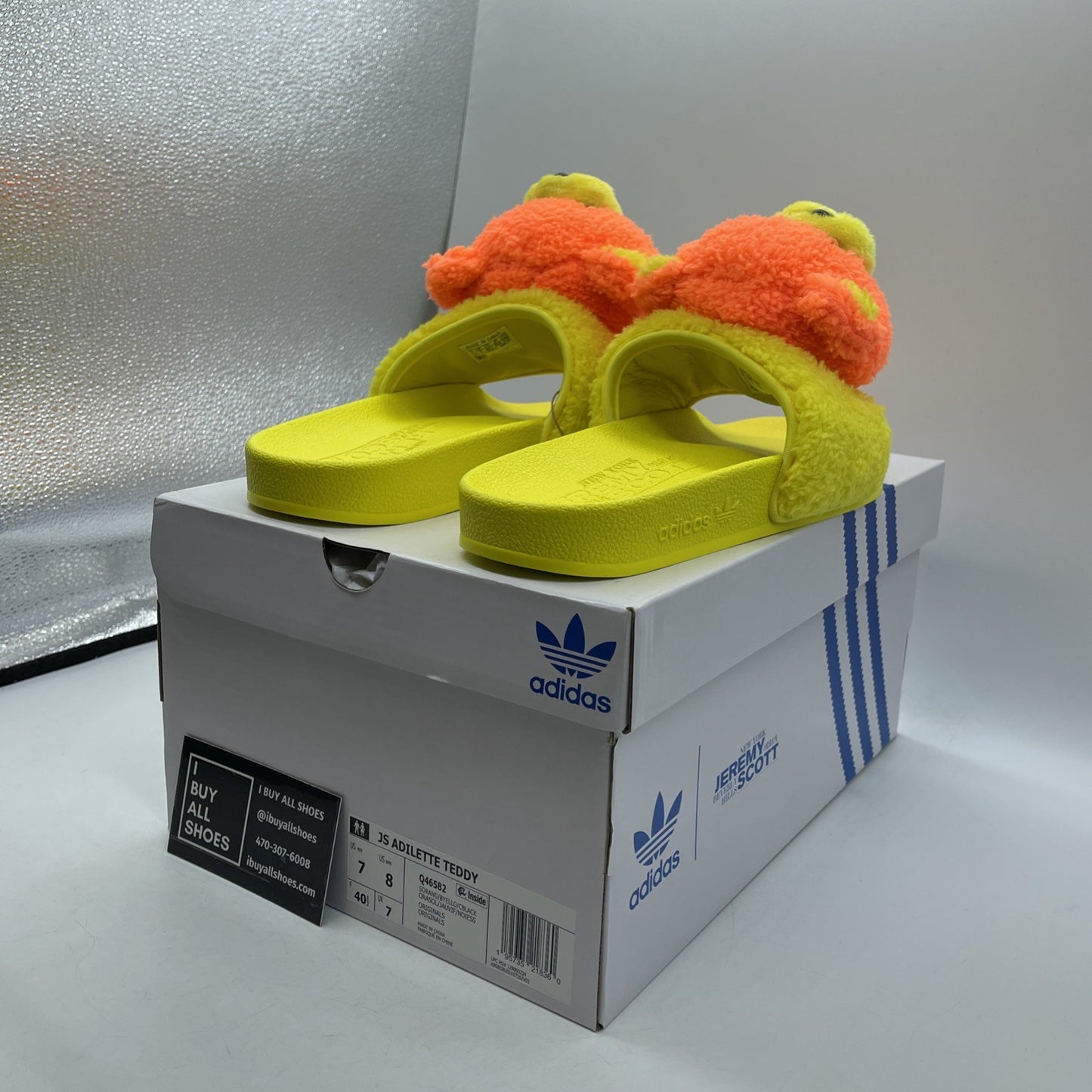 Size 7 - Adidas x Jeremy Scott Teddy Bear Slides Adilette Sandals (Q46582)