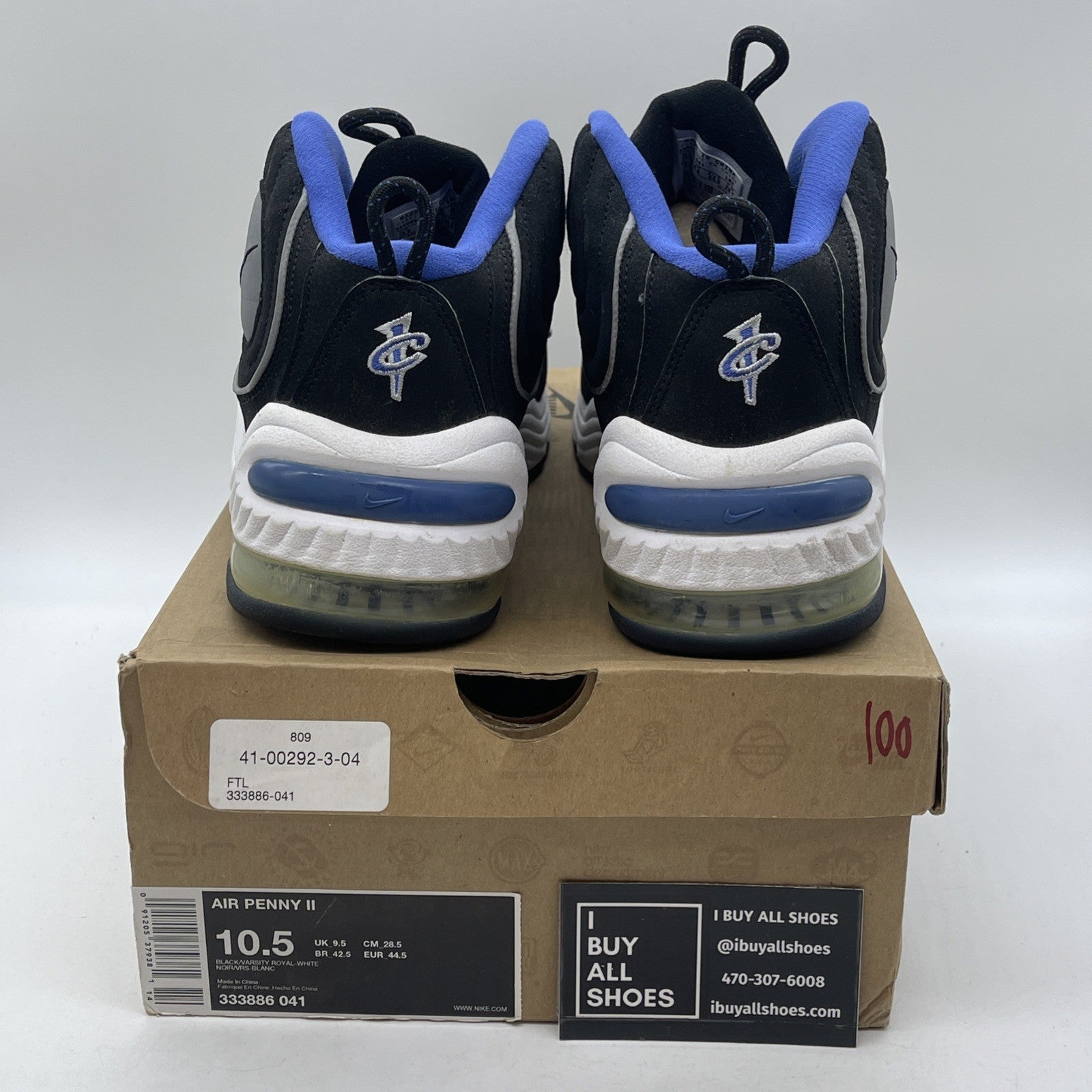 Size 10.5 - Nike Air Penny 2 Black Royal Blue White Suede (333886-041)
