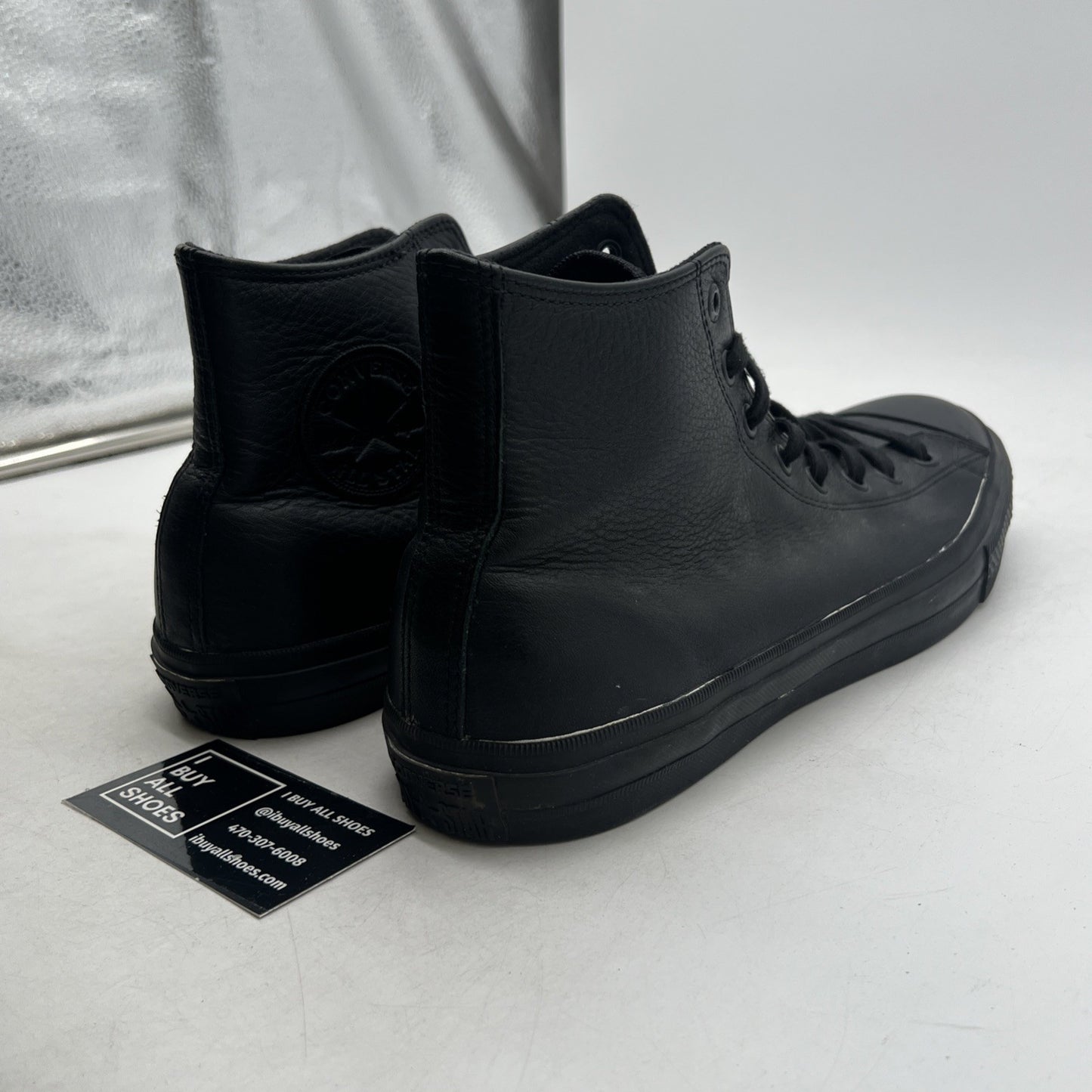 Size 13 -Converse Chuck Taylor All Star Hi Trainers Mono Black Leather (156939C)