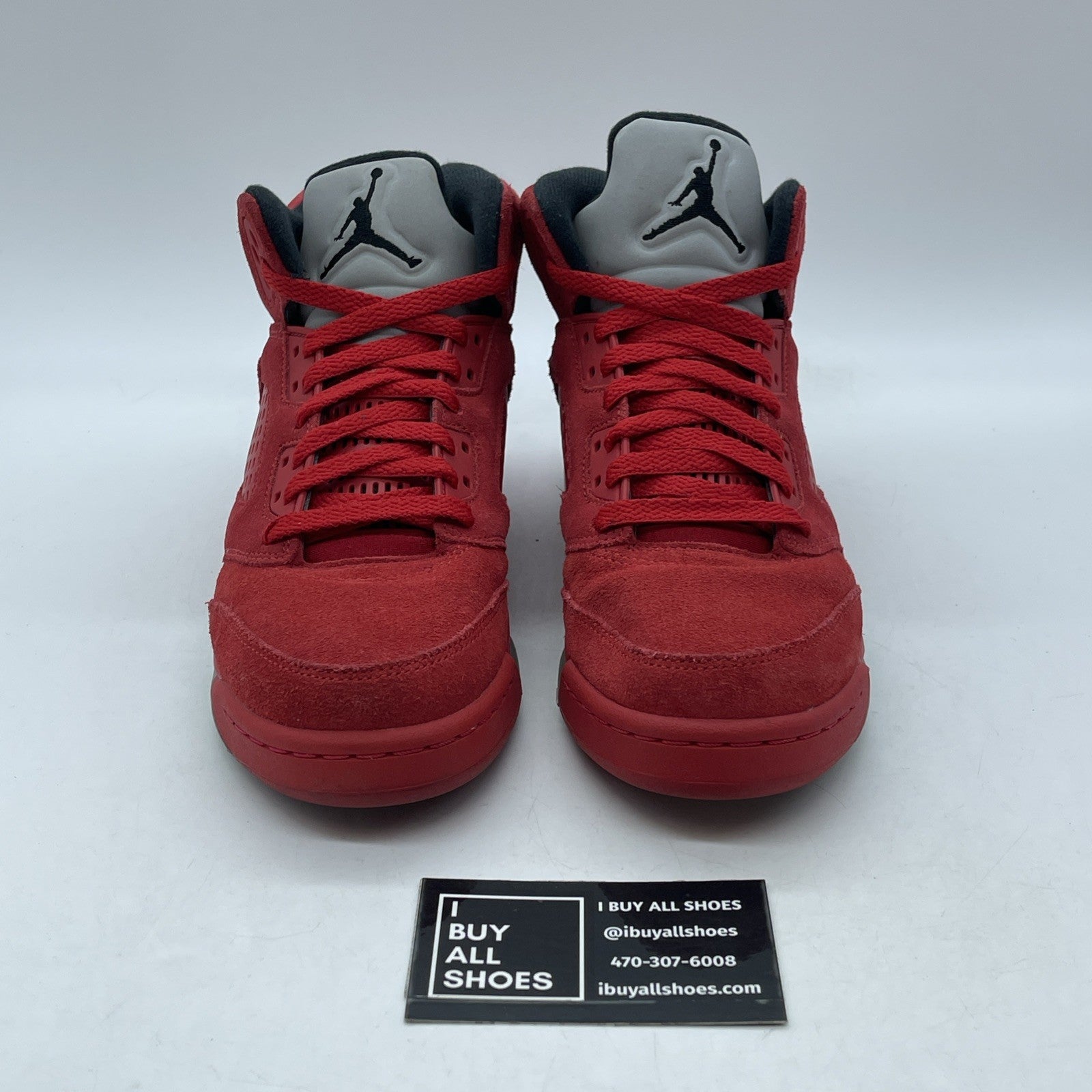 Size 5.5 (GS) - Jordan 5 Retro Mid Red Suede Black (440888-602)
