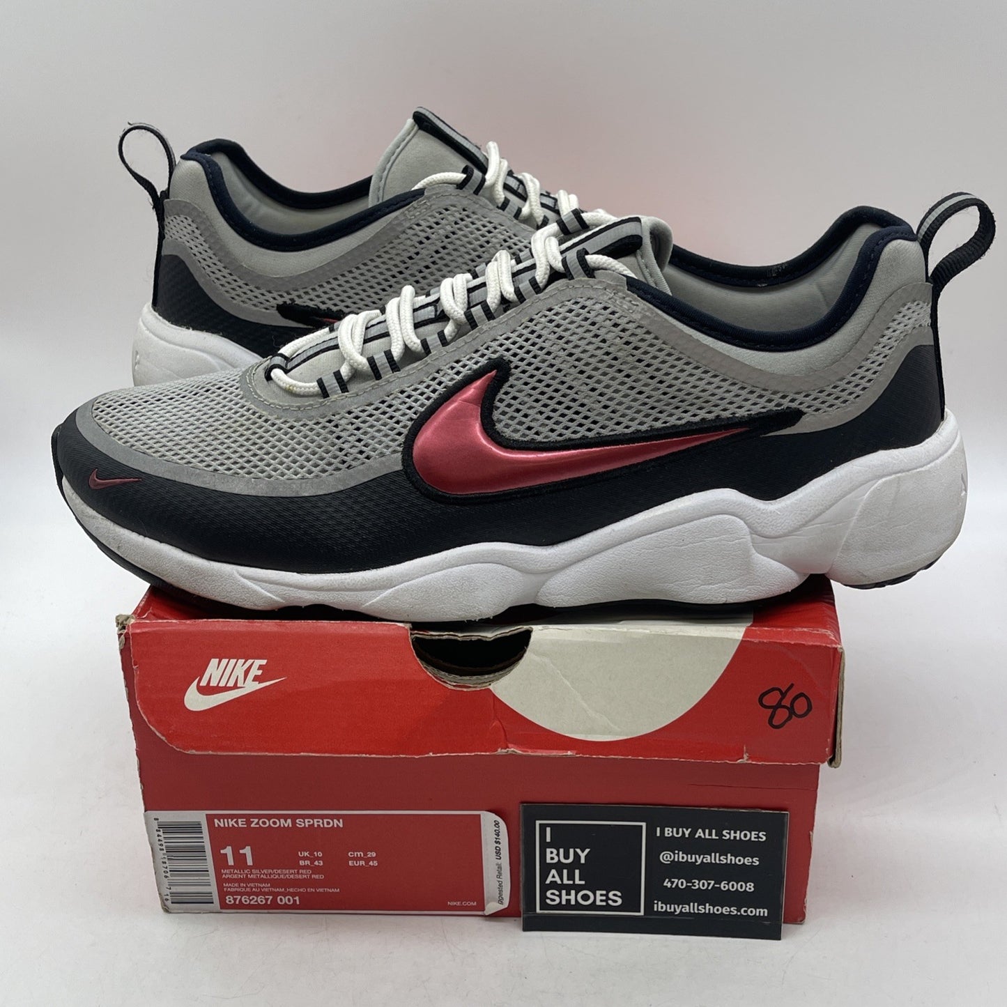 Size 11 - Nike Air Zoom Spiridon Ultra Silver Red (876267-001)
