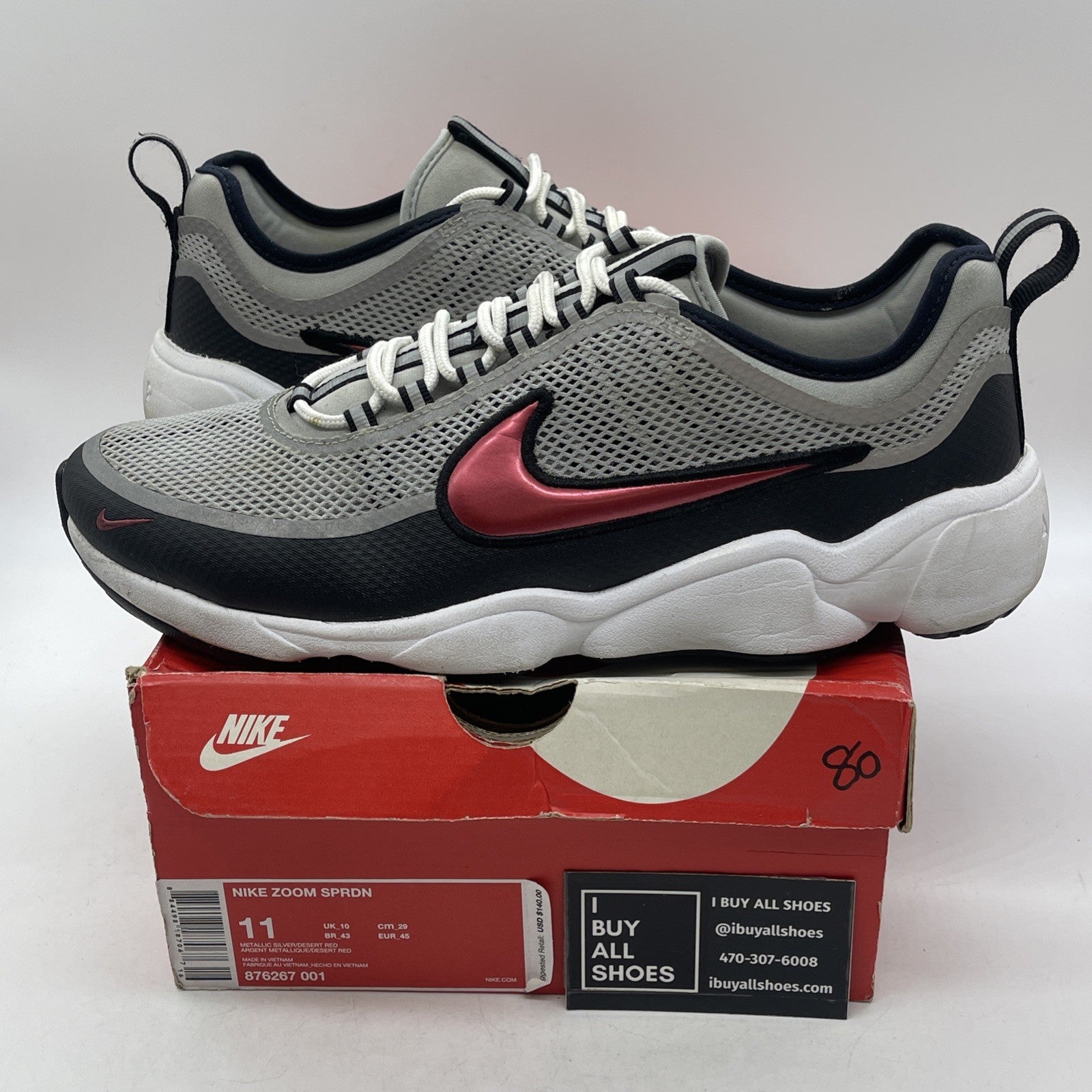 Size 11 - Nike Air Zoom Spiridon Ultra Silver Red (876267-001)