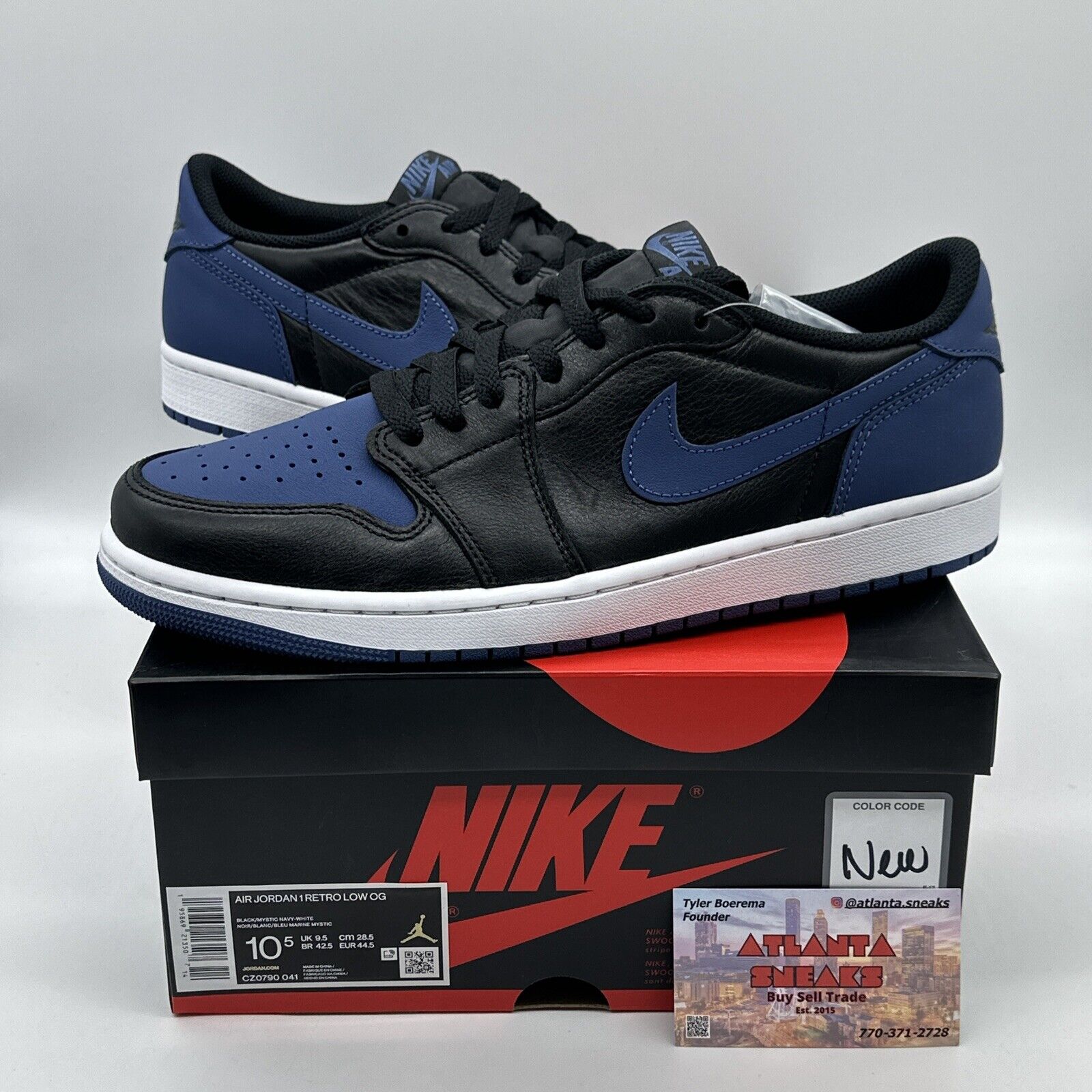 Size 10.5 - Jordan 1 Low OG Mystic Navy Blue Black Nice Leather With Box OG All
