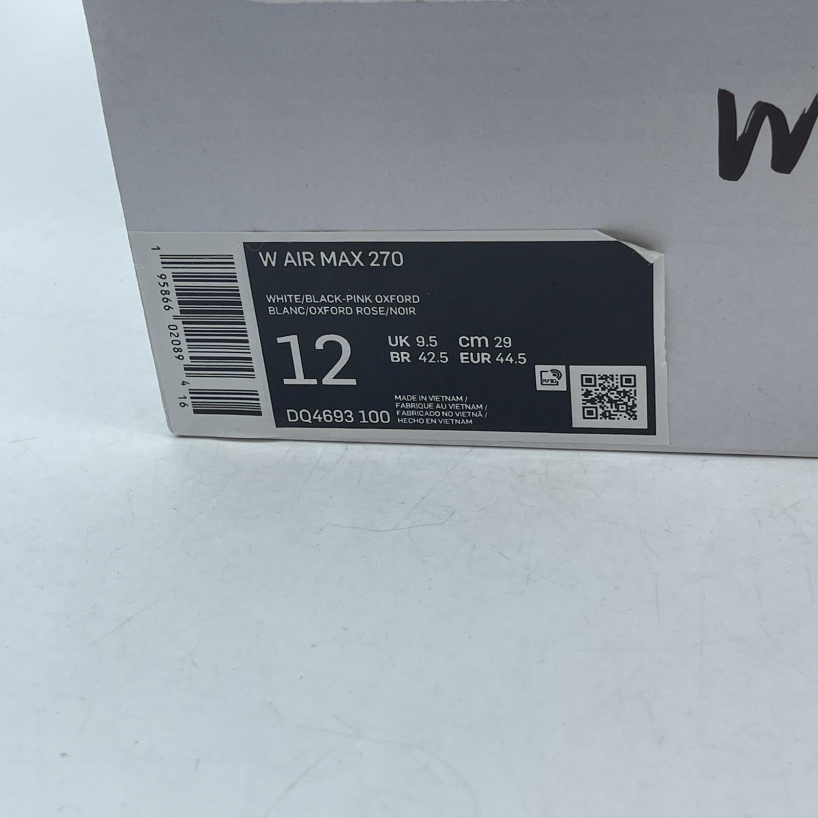 Size 12W - Nike Air Max 270 White Burnt Sunrise (DQ4693-100)