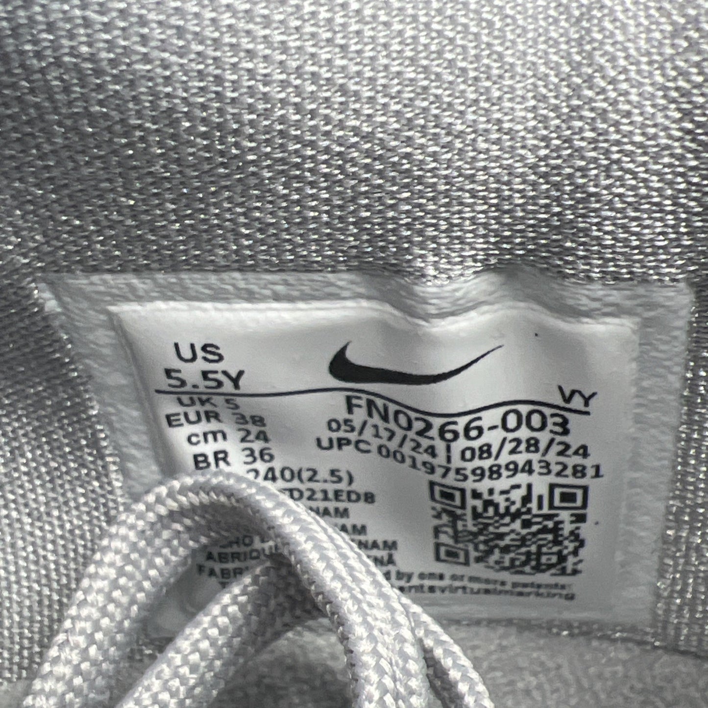 Size 5.5Y - Nike Kobe  (FN0266-003) Wolf Grey/White