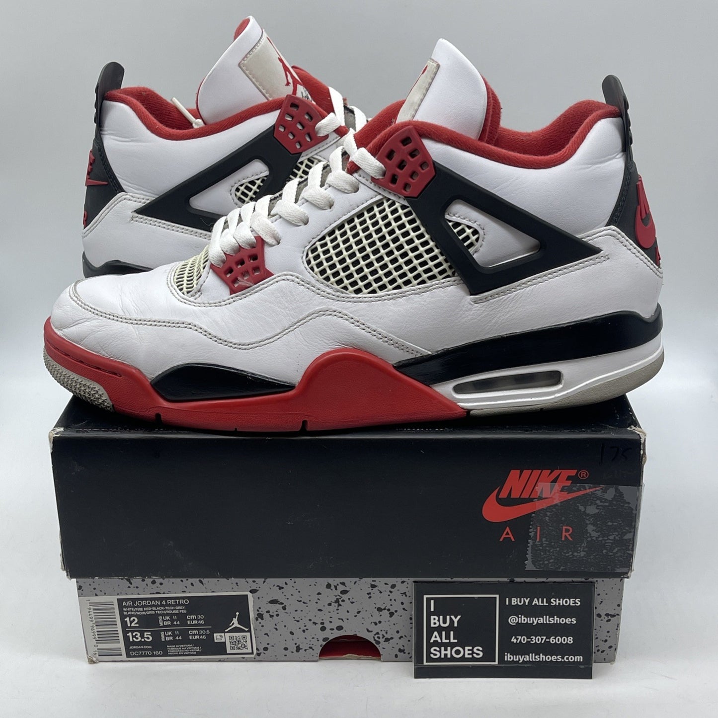 Size 12 - Jordan 4 Retro OG Mid Fire Red White Black Leather (DC7770-160)