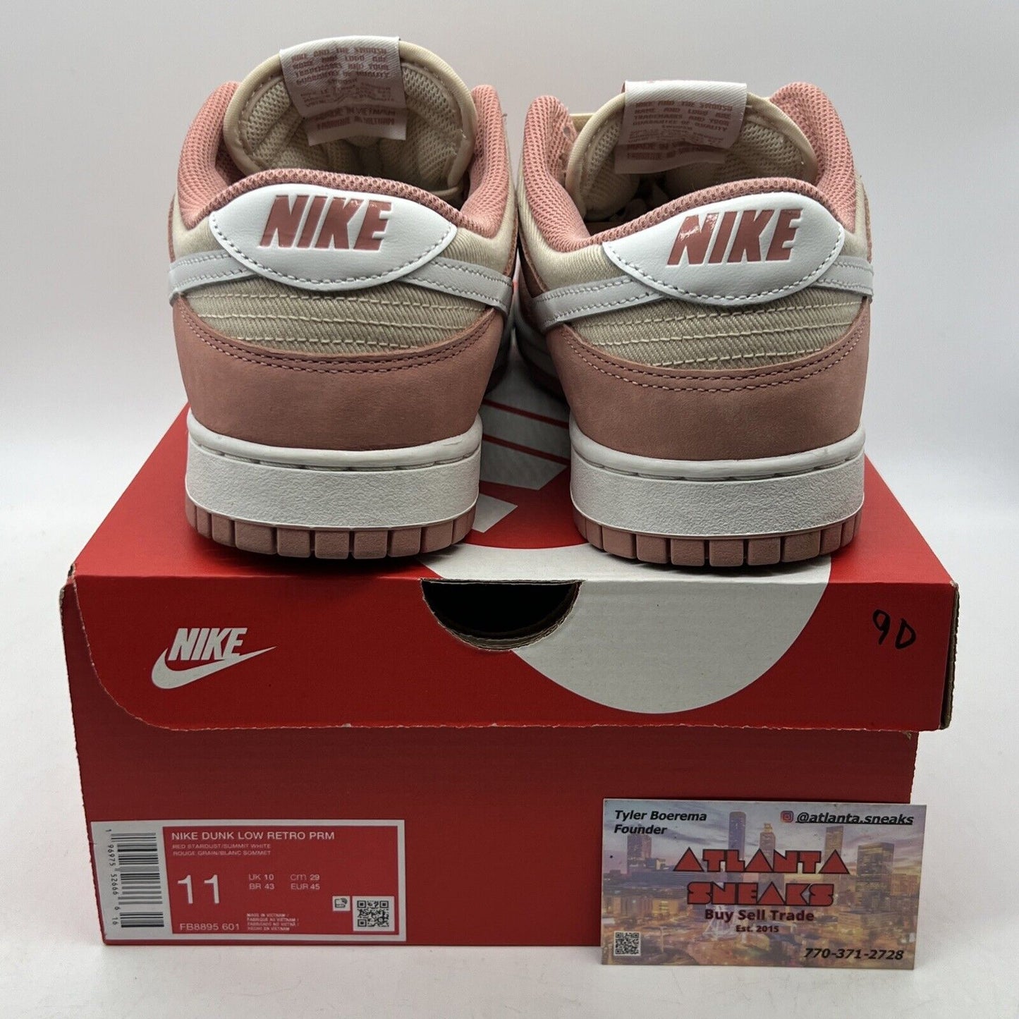 Size 11 - Nike Dunk Premium Low Red Stardust White Tan Leather (FB8896-601)