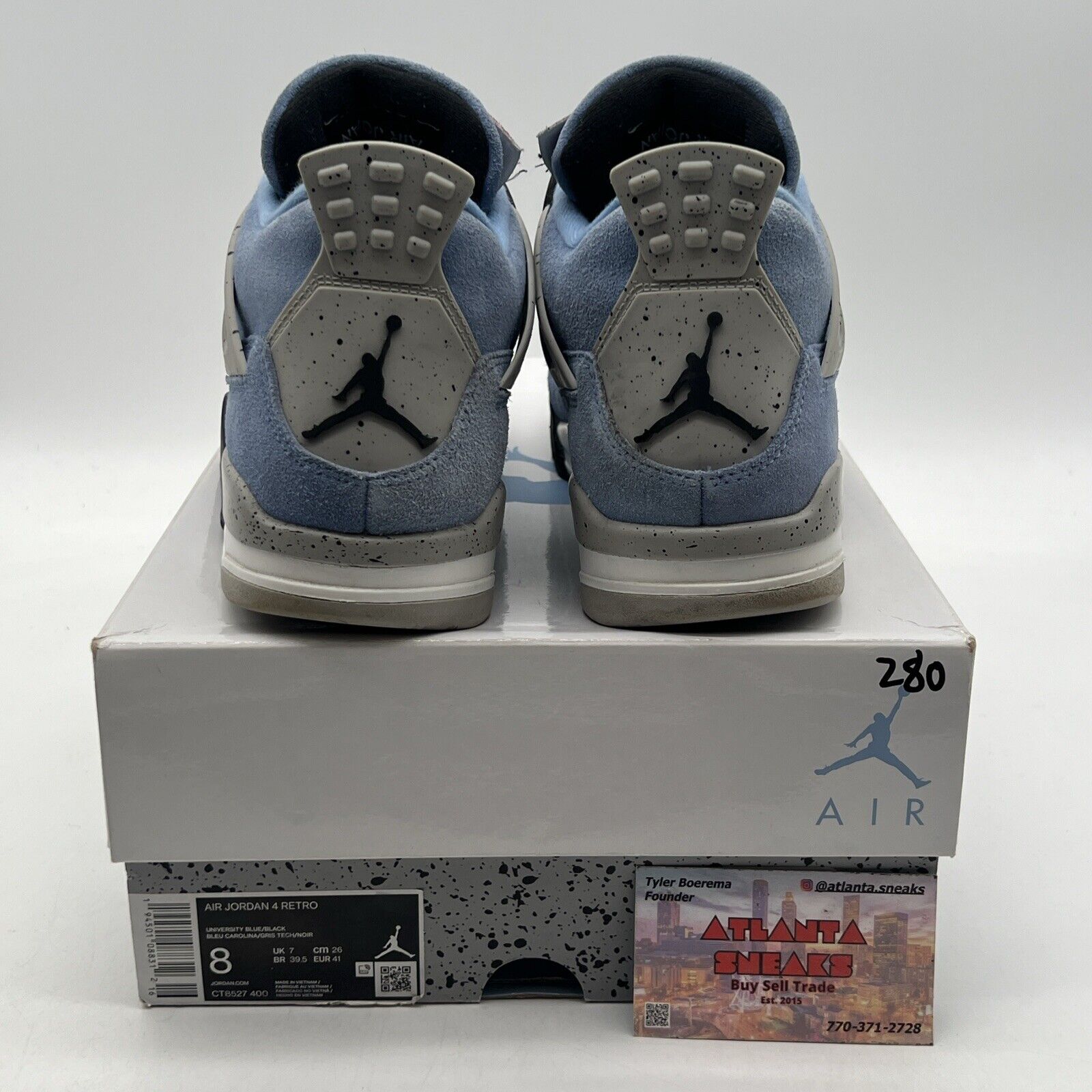 Size 8 - Jordan 4 Retro Mid University Blue Grey Black Suede (CT8527-400)