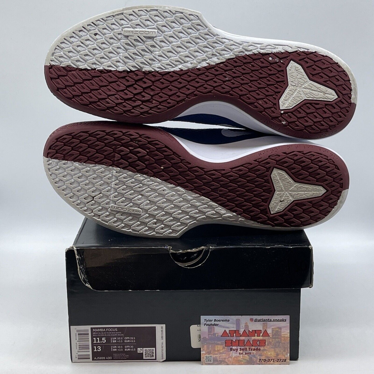 Size 11.5 - Nike Mamba Focus Coastal Blue Red White Suede Leather (AJ5899-400)
