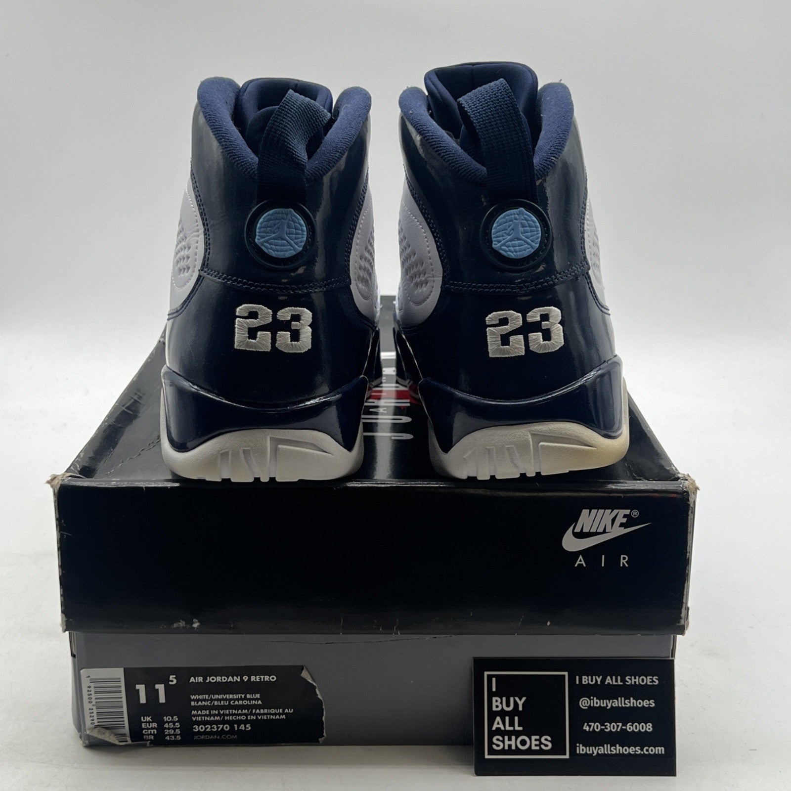 Size 11.5 - Air Jordan 9 Retro UNC (302370-145)