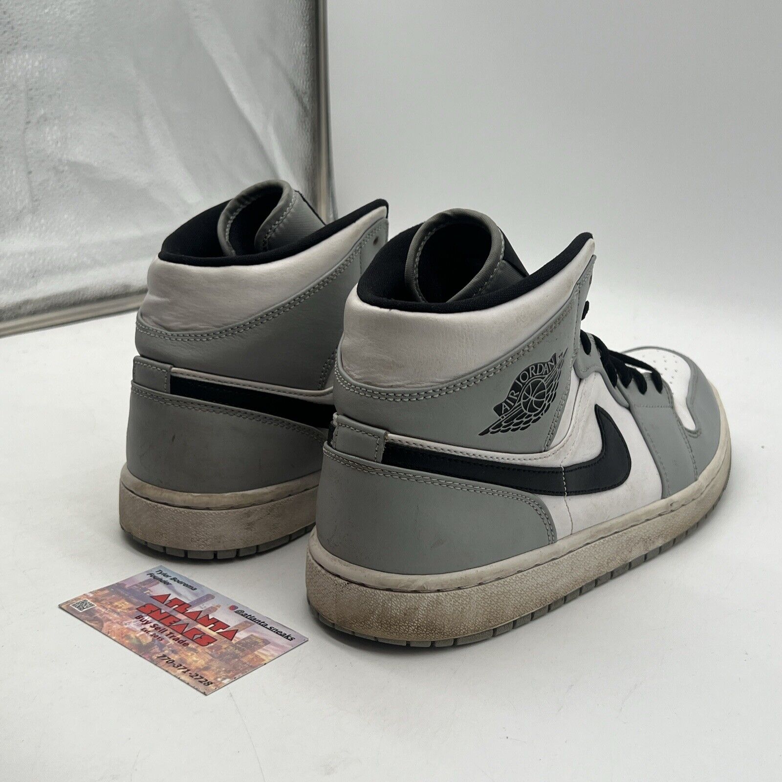 Size 11 - Jordan 1 Mid Gray 2020 White Black Leather (554724-092)