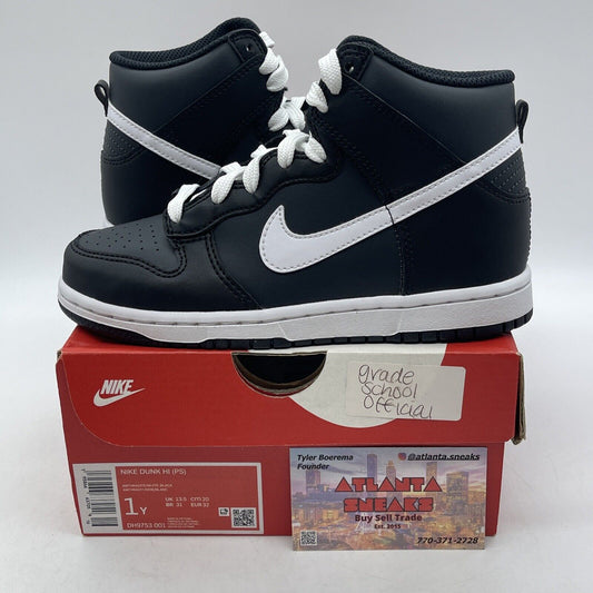 Size 1Y (GS) - Nike Dunk High Anthracite White Black Leather (DH9753-001)