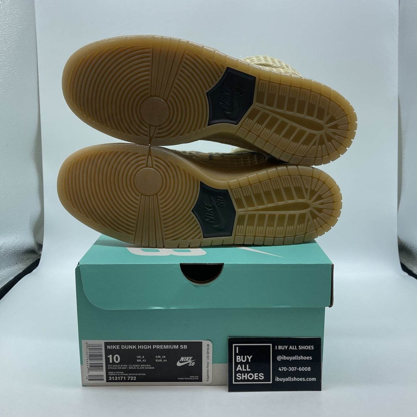 Size 10 - Nike SB Dunk Premium Hemp High Waffle Brown Suede (313171-722)