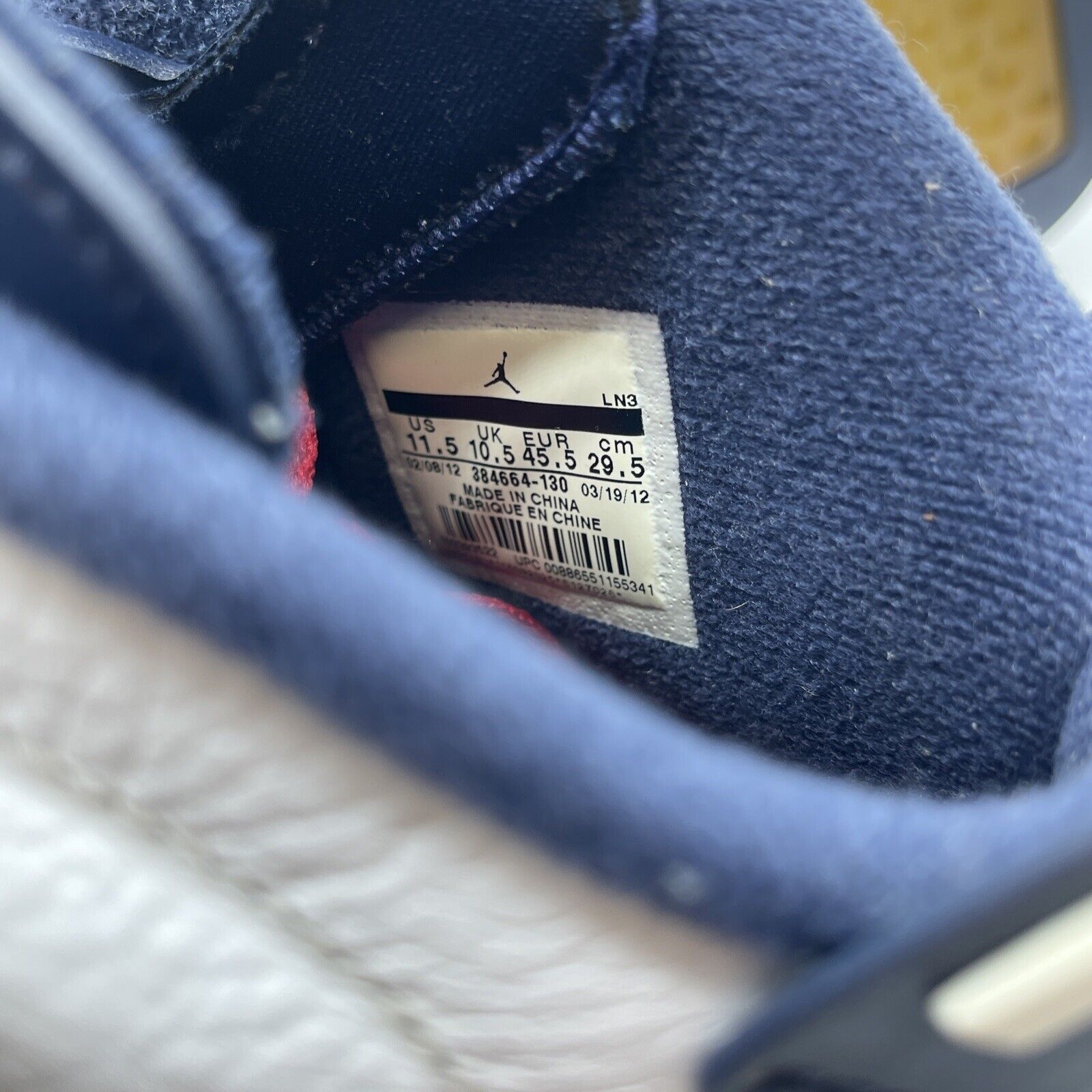 Size 11.5 - Air Jordan 6 Retro 2012 Olympic White Blue Red Leather (384664-130)