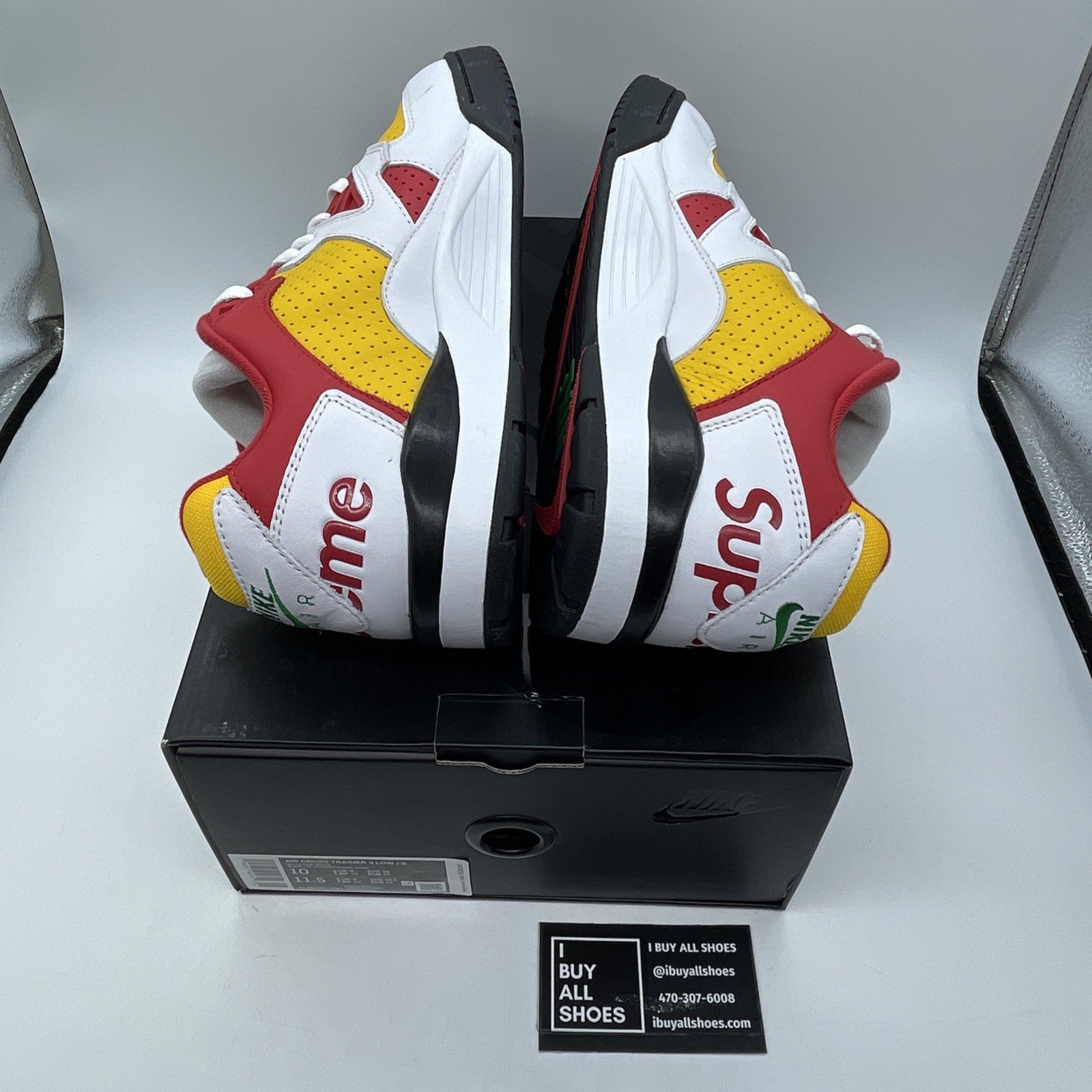 Size 10 - Nike Supreme x Air Cross Trainer 3 Low White University Gold