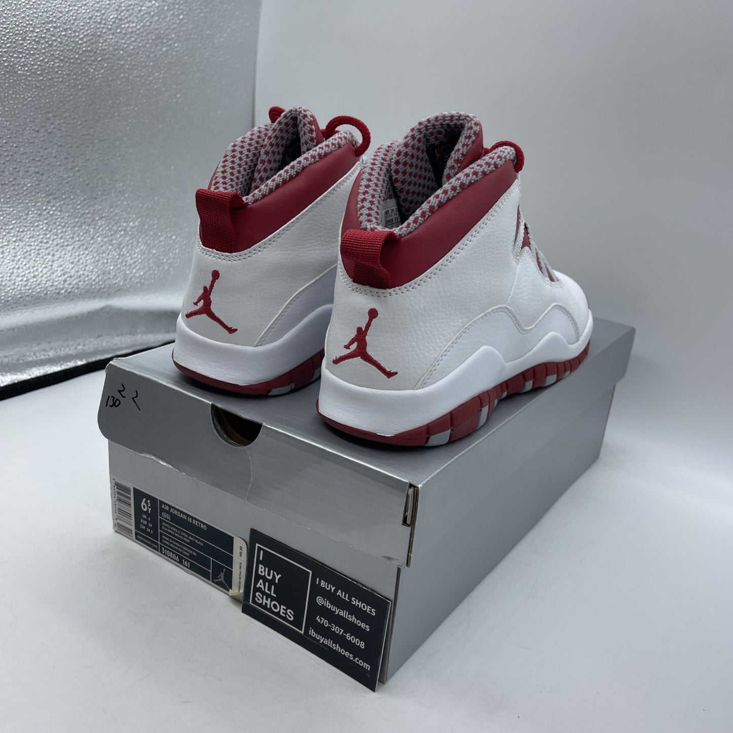 Size 6.5 (GS) - Air Jordan 10 Retro Mid White Red Grey (310806-161)