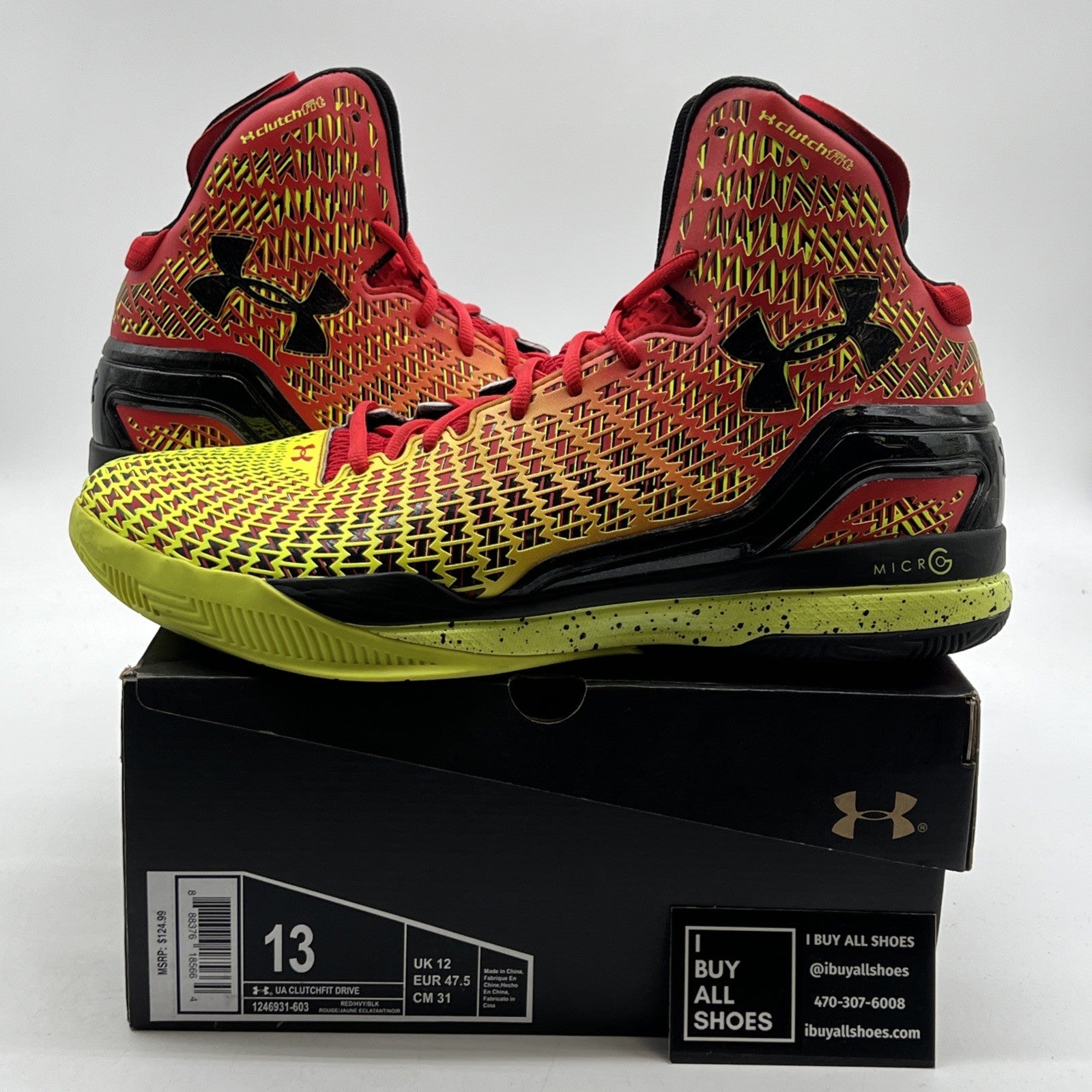 Size 13 - Under Armour Black/Red/ HVY Basketball Shoes (1246931-603)