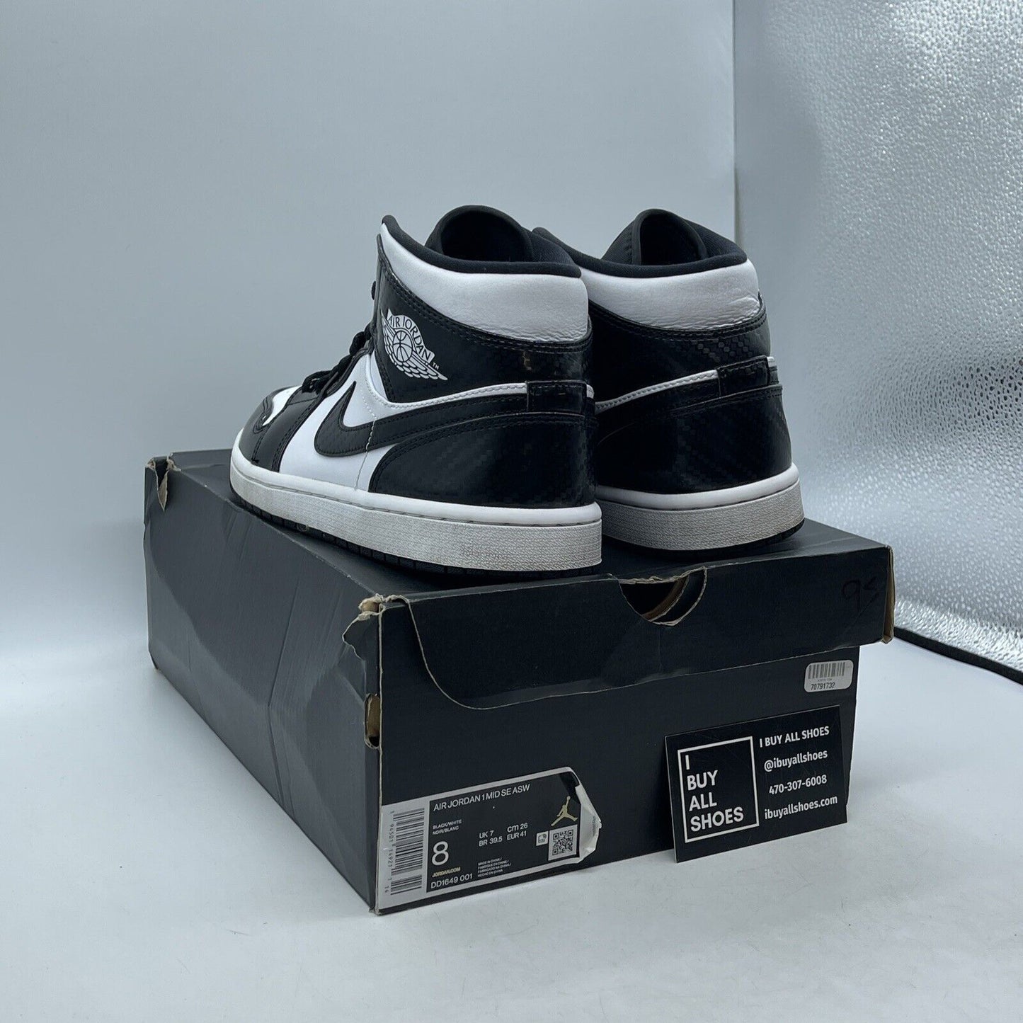 Size 8 - Air Jordan 1 SE Mid All Star White Black Leather (DD1649-001)